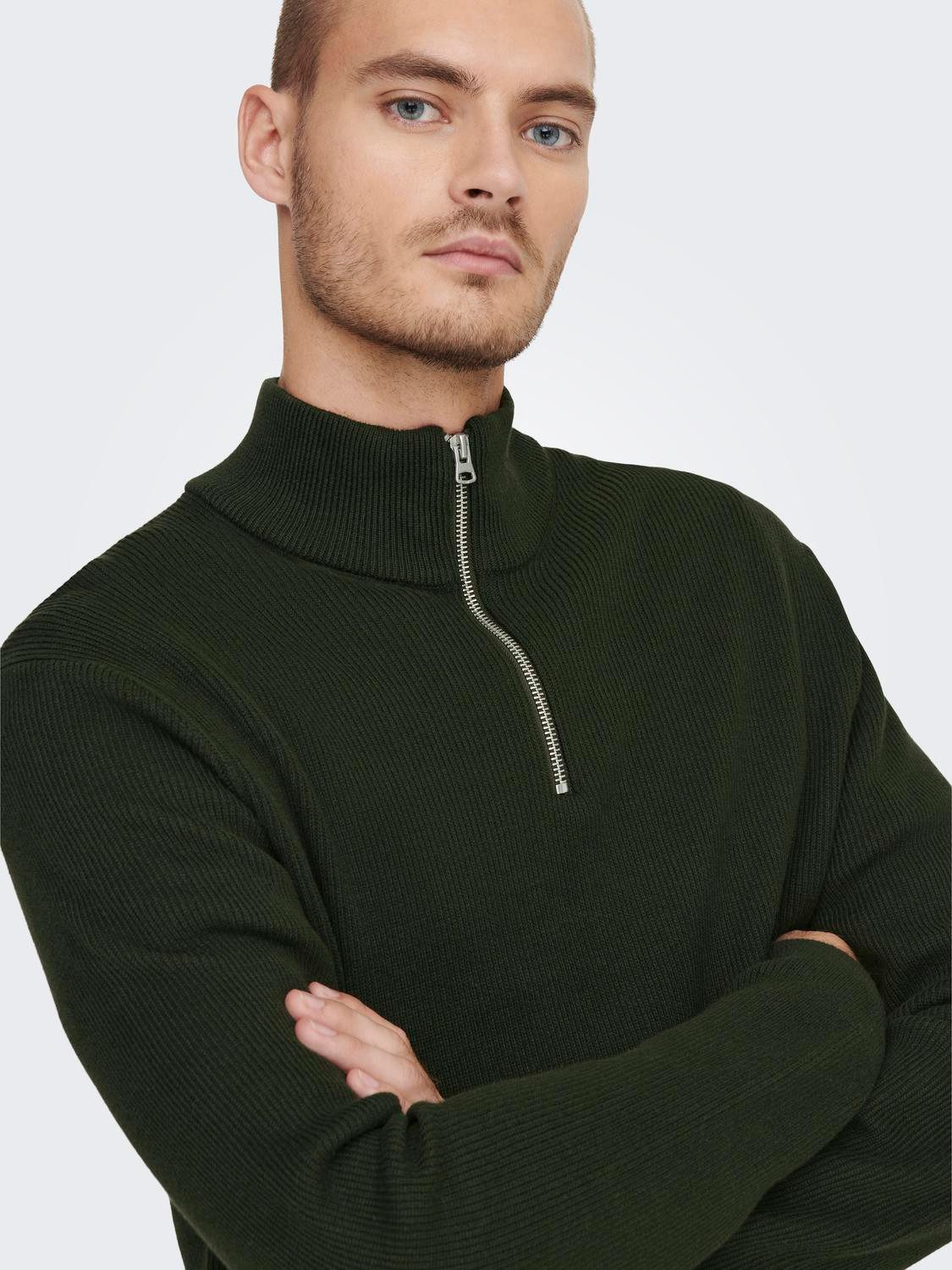 ONLY & SONS Gebreide trui ONSPHIL REG 12 STRUC HALF ZIP KNIT NOOS