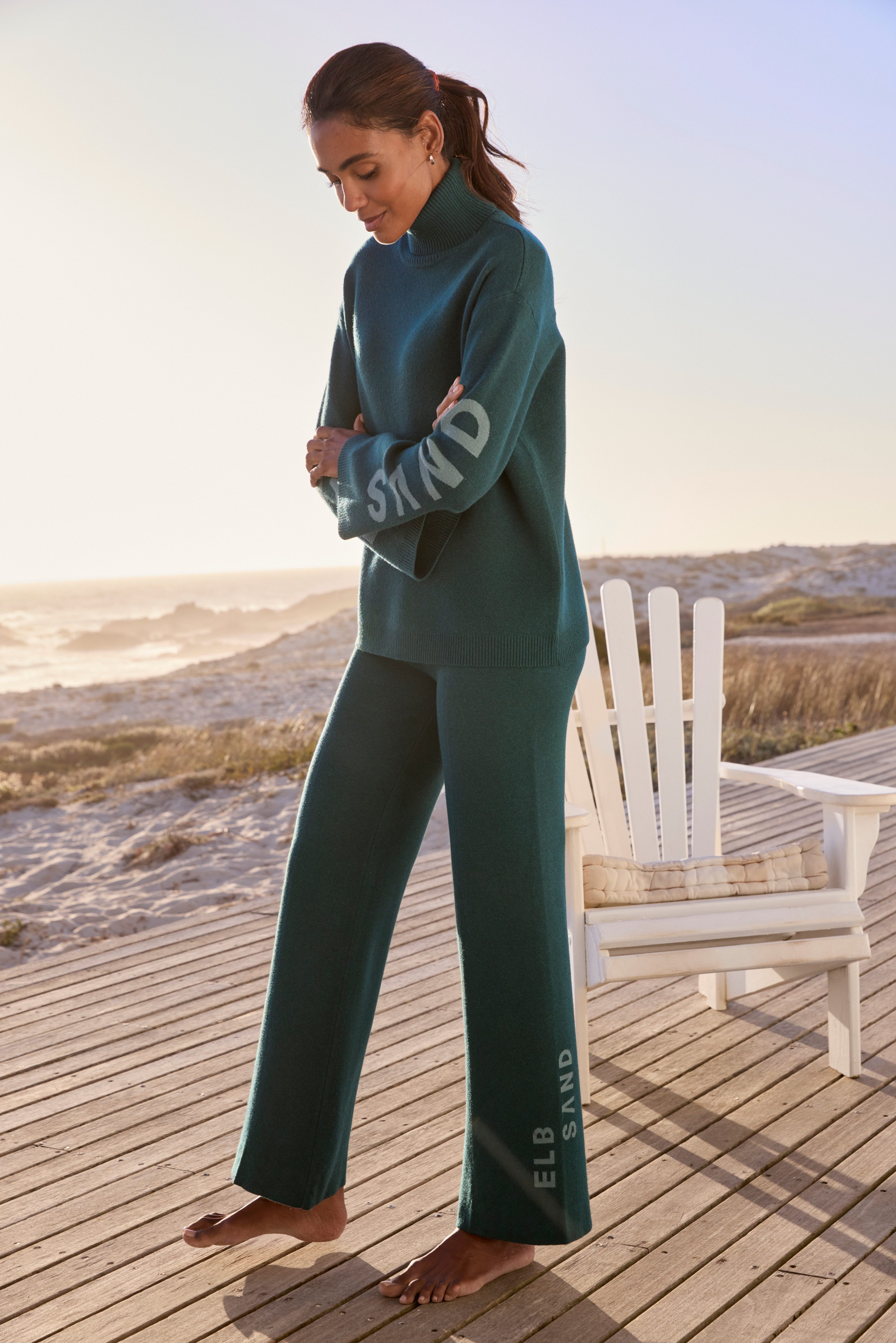 Elbsand Coltrui van hoogwaardig breiwerk met gebreid logo, loungewear