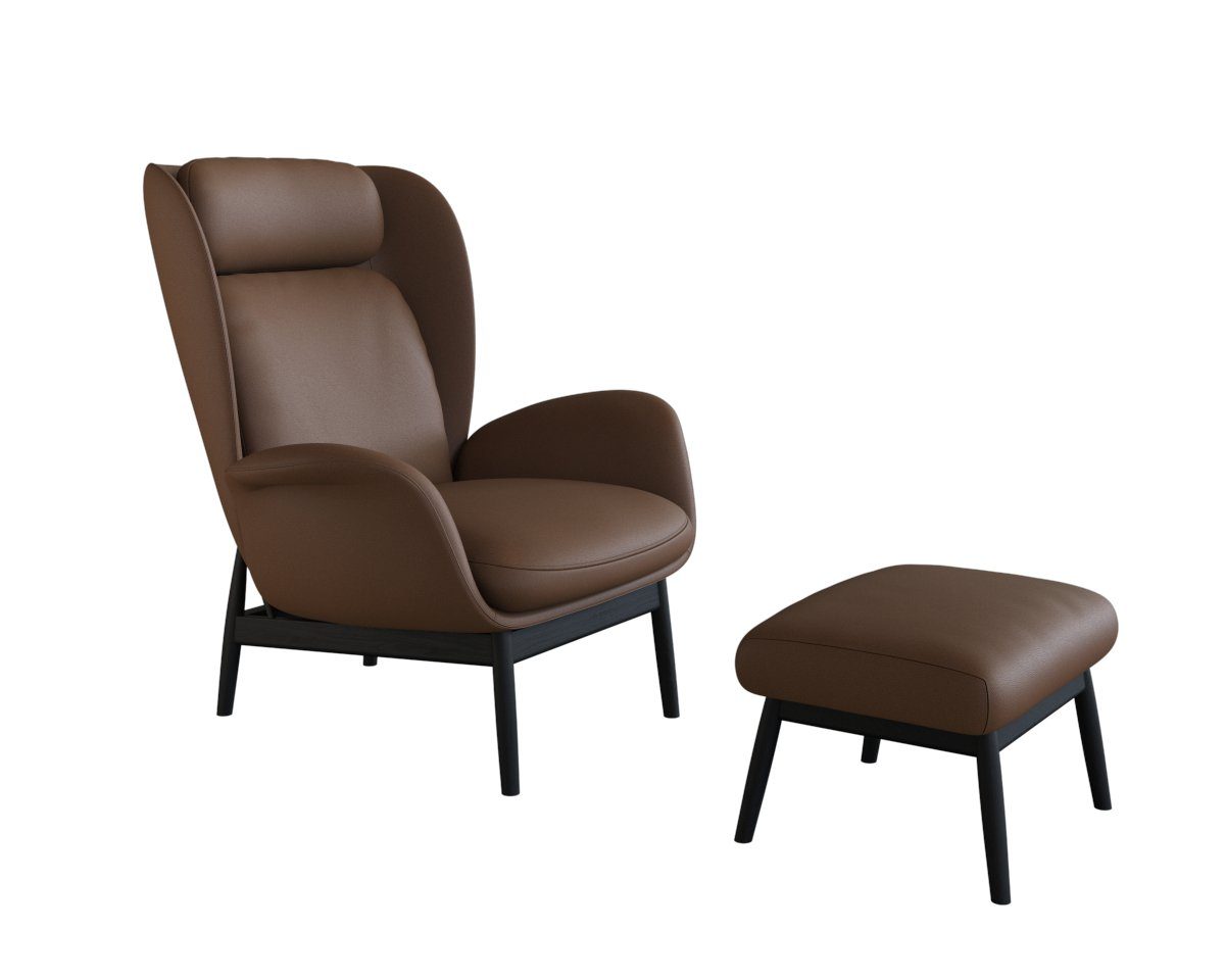 FLEXLUX Oorfauteuil Padova Stijl & comfort, organische vorm, geïntegreerde lendensteun, zwarte voet