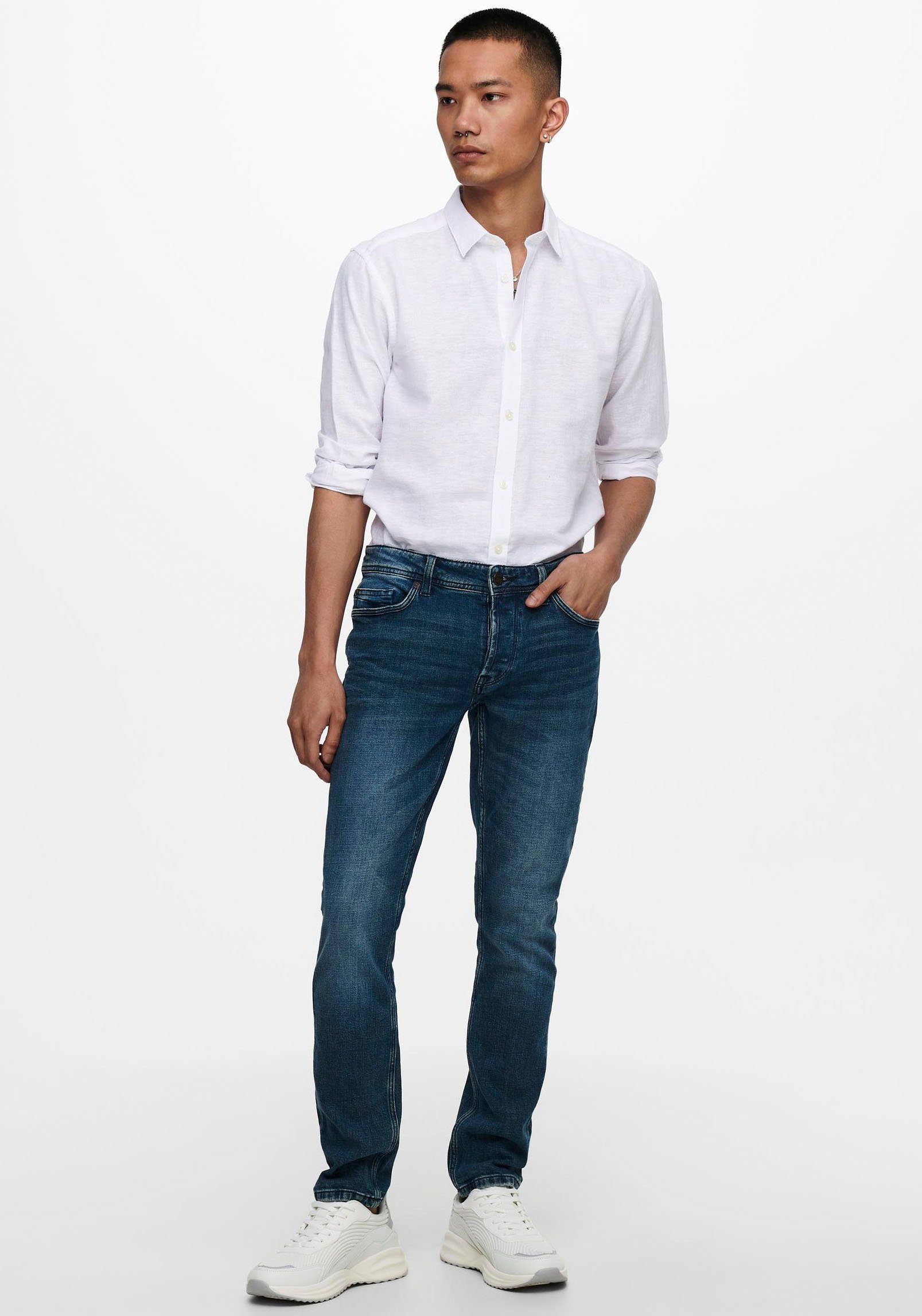 ONLY & SONS Overhemd met lange mouwen ONSCAIDEN LS SOLID LINEN SHIRT NOOS