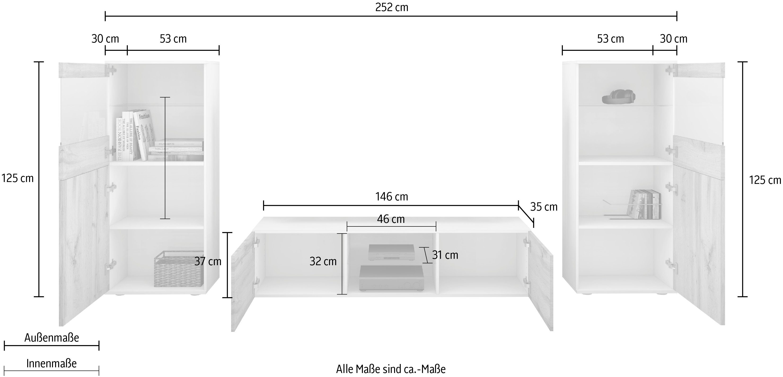 borchardt Möbel Wandmeubel Scala 3-delig (set, 3 stuks)