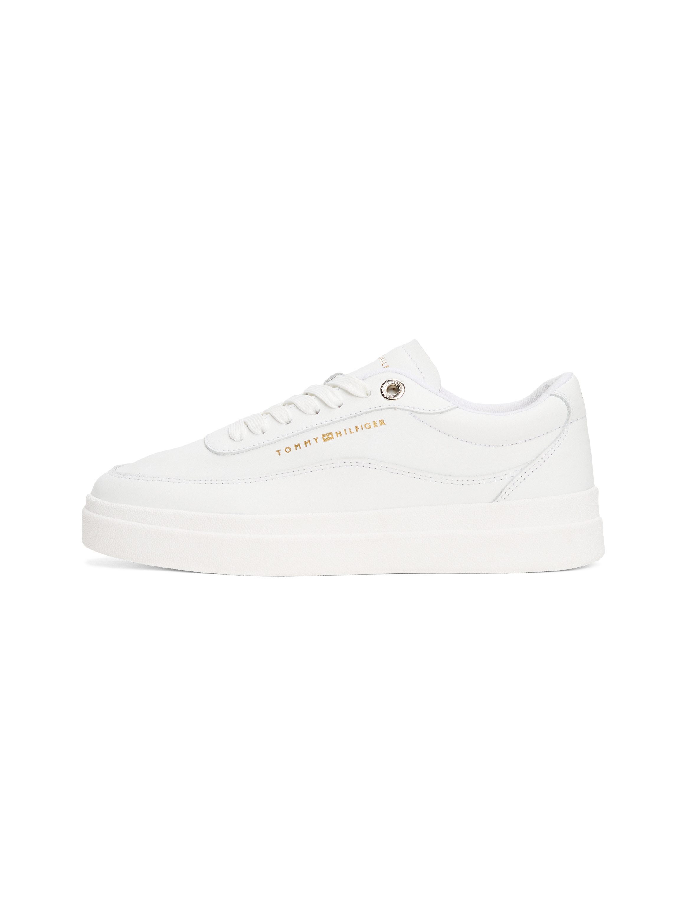 Tommy Hilfiger Plateausneakers MODERN COURT SNEAKER LTHR , vrijetijdsschoen, lage schoen, veterschoen met contrasterend logo