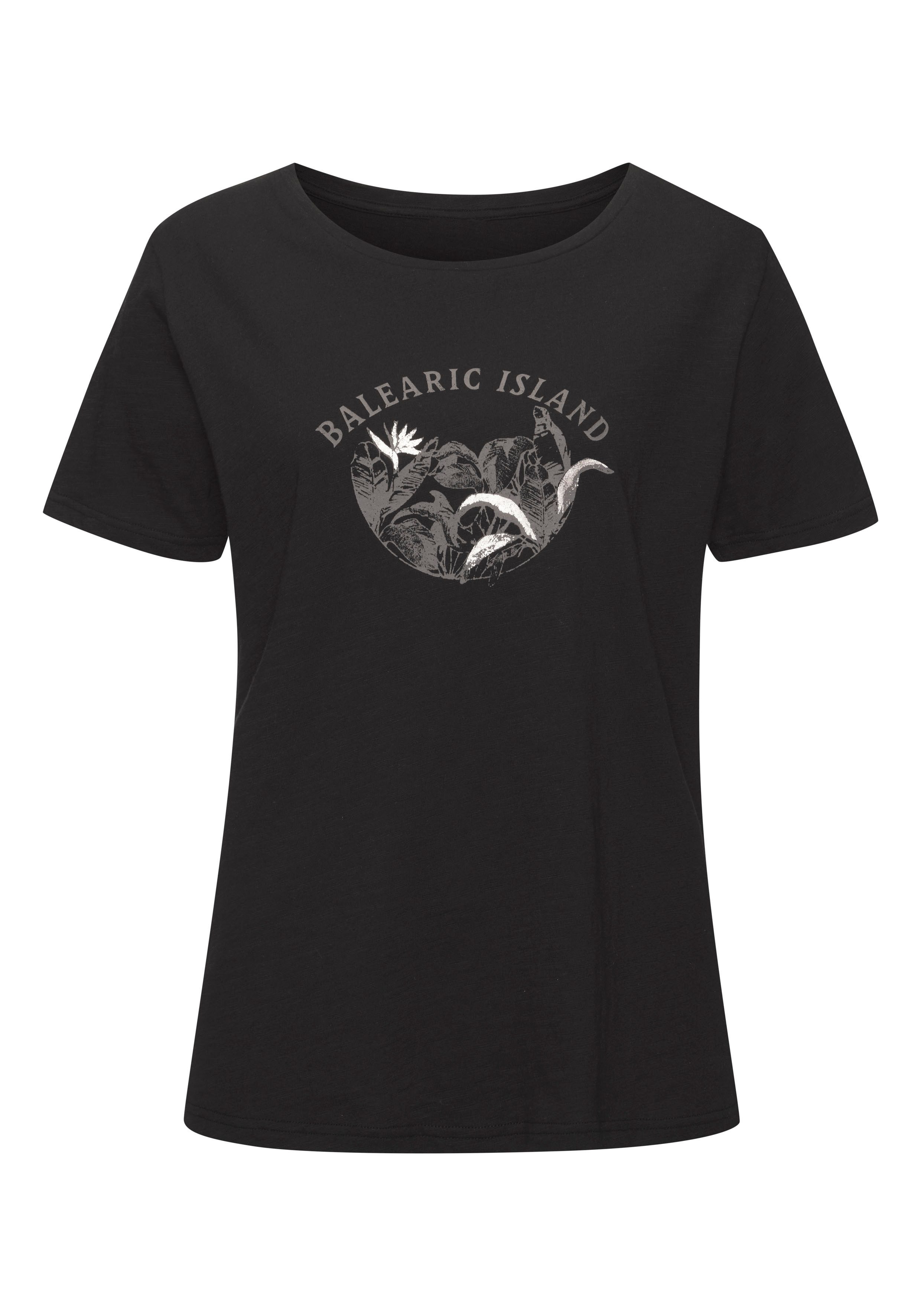 Vivance T-shirt Met glanzende frontprint in een zachte katoenkwaliteit