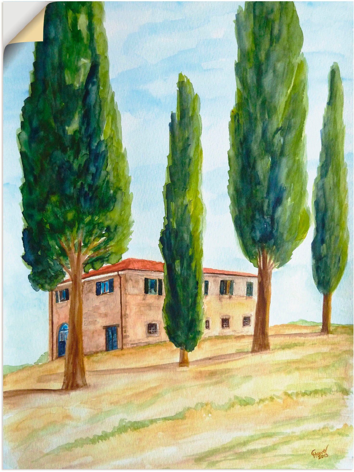 Artland Artprint Landhuis in de Toscane in vele afmetingen & productsoorten -artprint op linnen, poster, muursticker / wandfolie ook geschikt voor de badkamer (1 stuk)