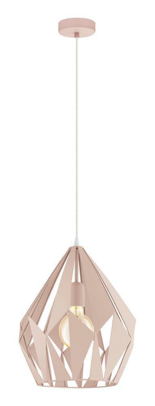 EGLO Hanglamp CARLTON-P Vintage hanglamp, retro hanglamp, staal, pastel abrikoos, Ø 31 cm (1 stuk)