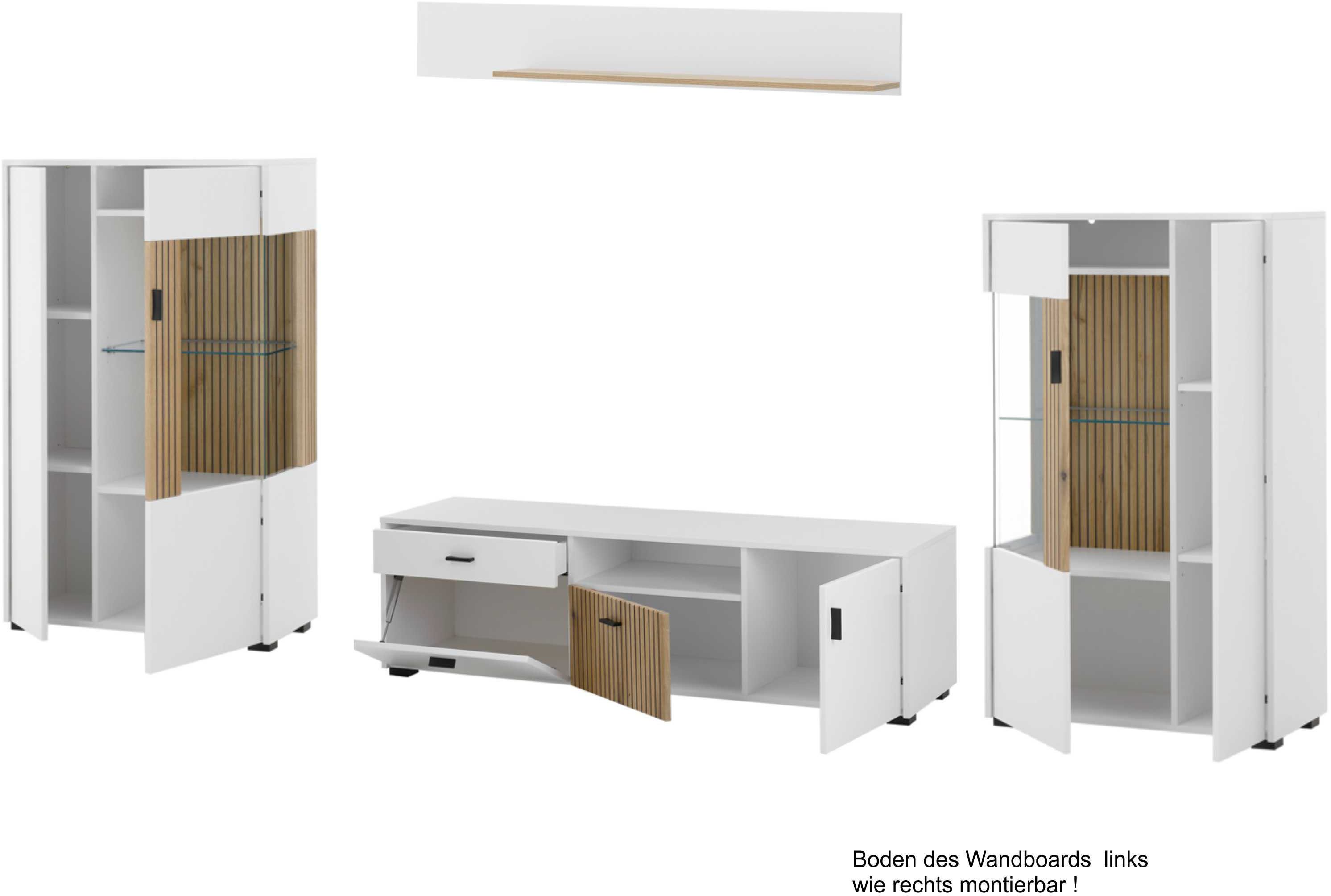 INOSIGN Wandmeubel Hudson met moderne groevenlook, handgrepen van metaal (zwart), breedte 320 cm (set, 4-delig)