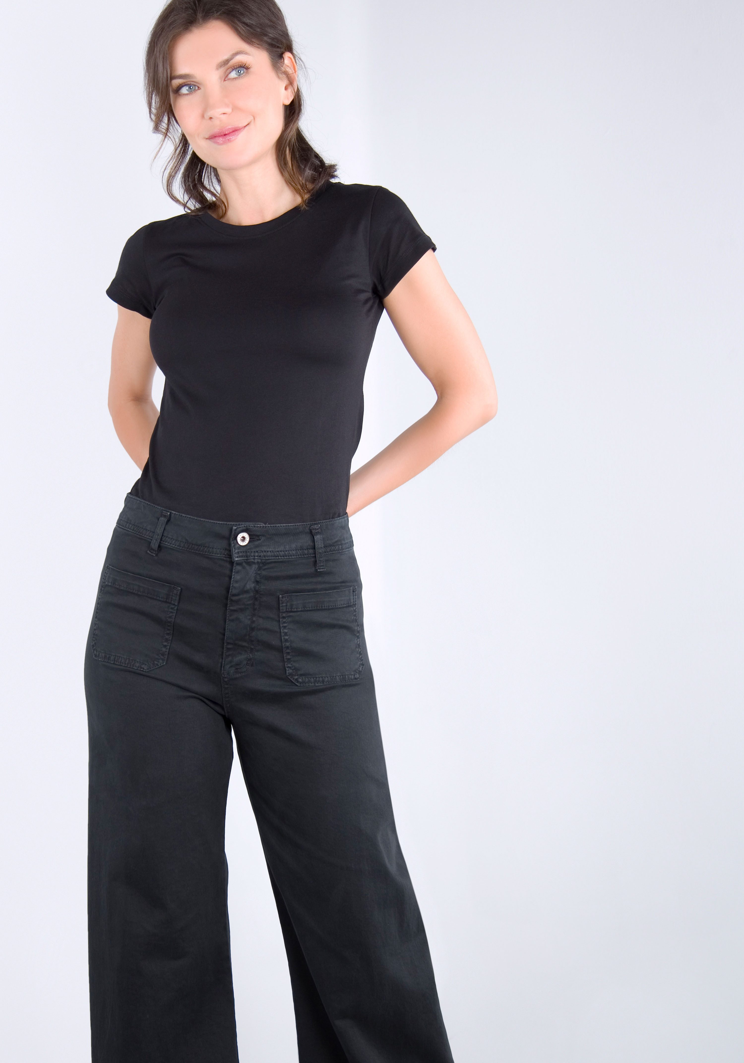 Please Jeans Broek met wijde pijpen van hoogwaardige katoenmix met stretch
