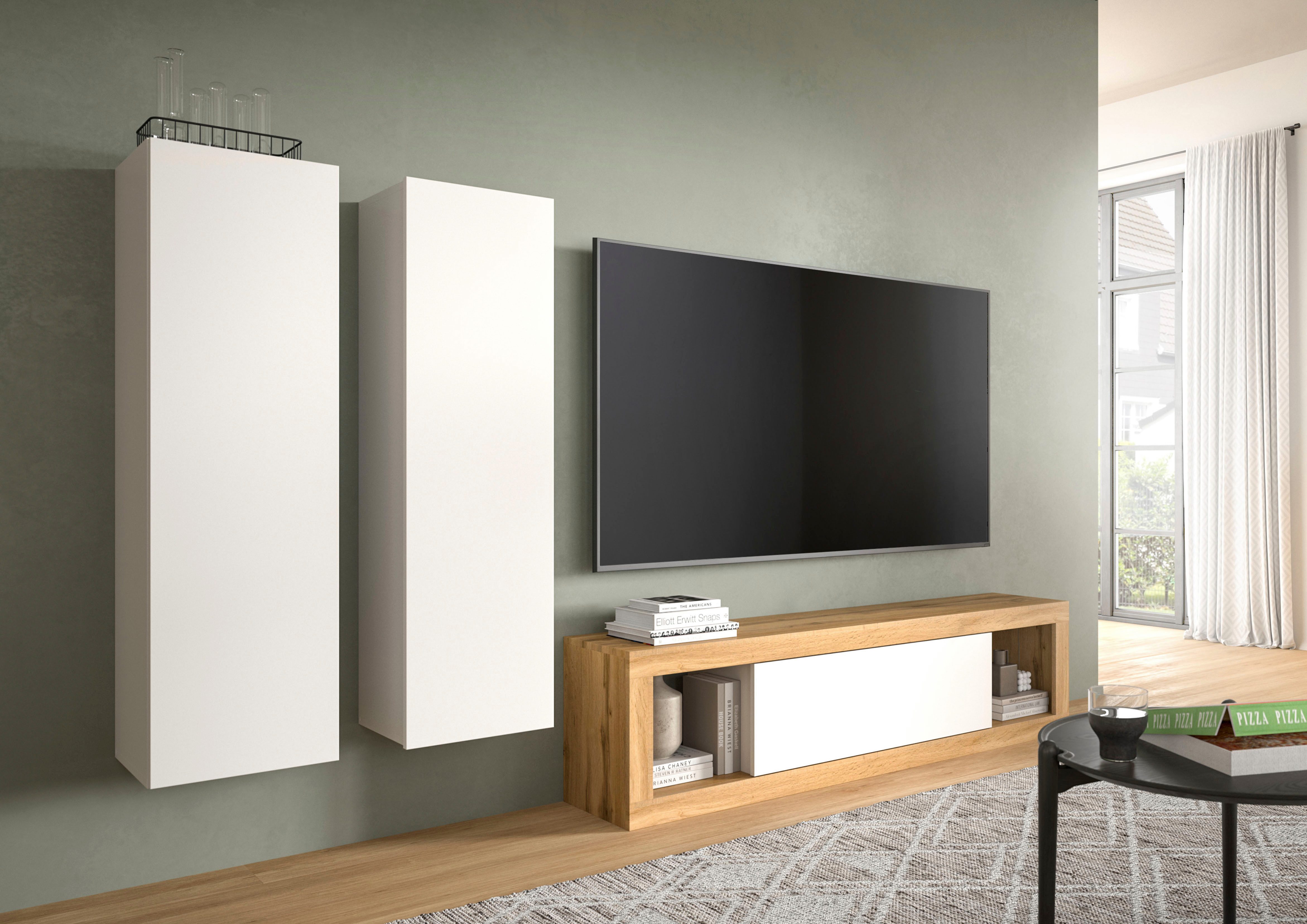 INOSIGN Wandmeubel Trinity,Breedte 240 cm, 1 Lowboard (staand en hangend monteerbaar)(3-delig) tv-wandmeubels wit