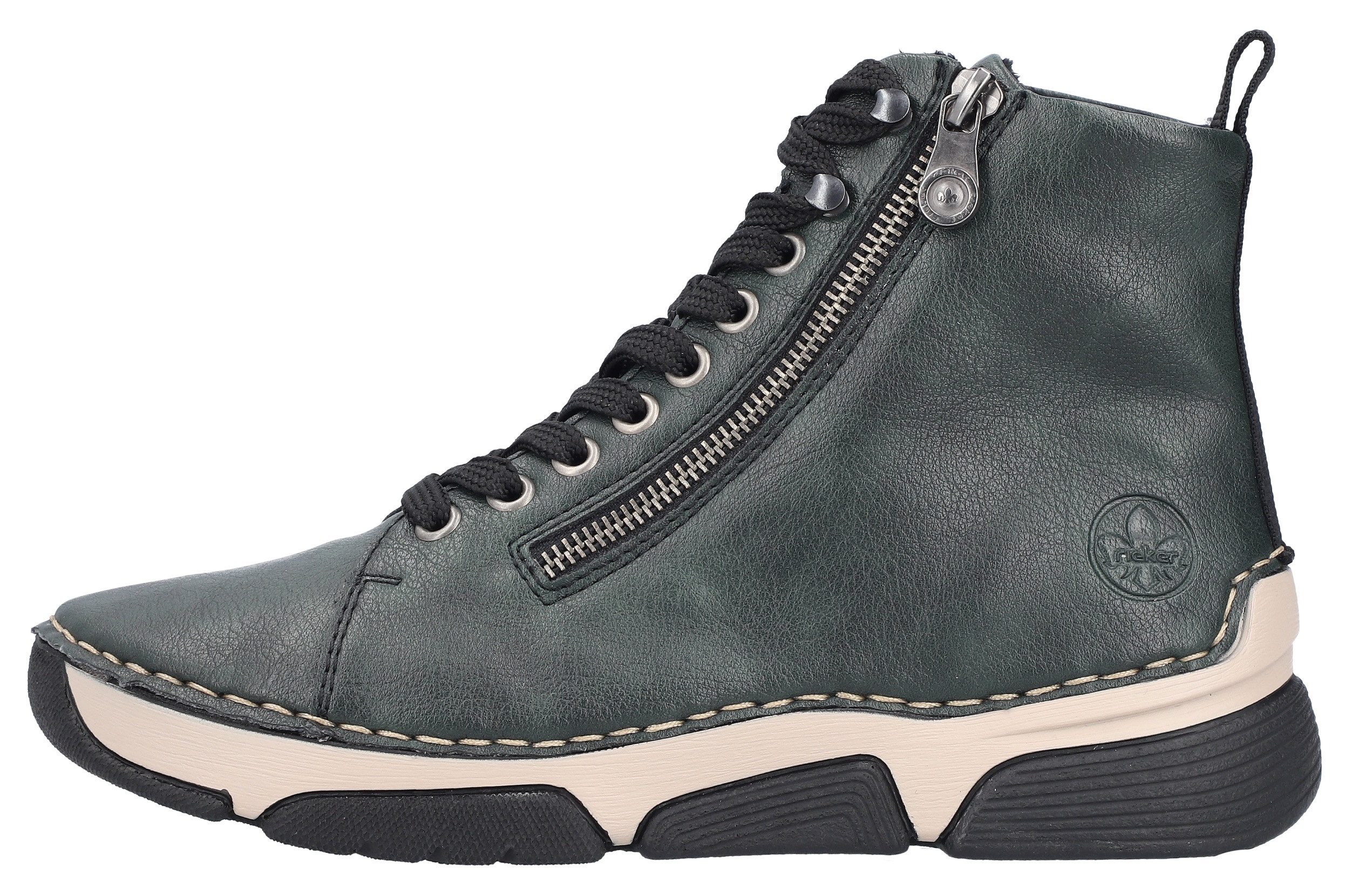 Rieker Sneakers vrijetijdsschoen, lage schoen, veterschoen met contraststiksels