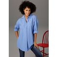 aniston casual lange blouse met een blinde knoopsluiting en lange omslagmouwen - nieuwe collectie blauw