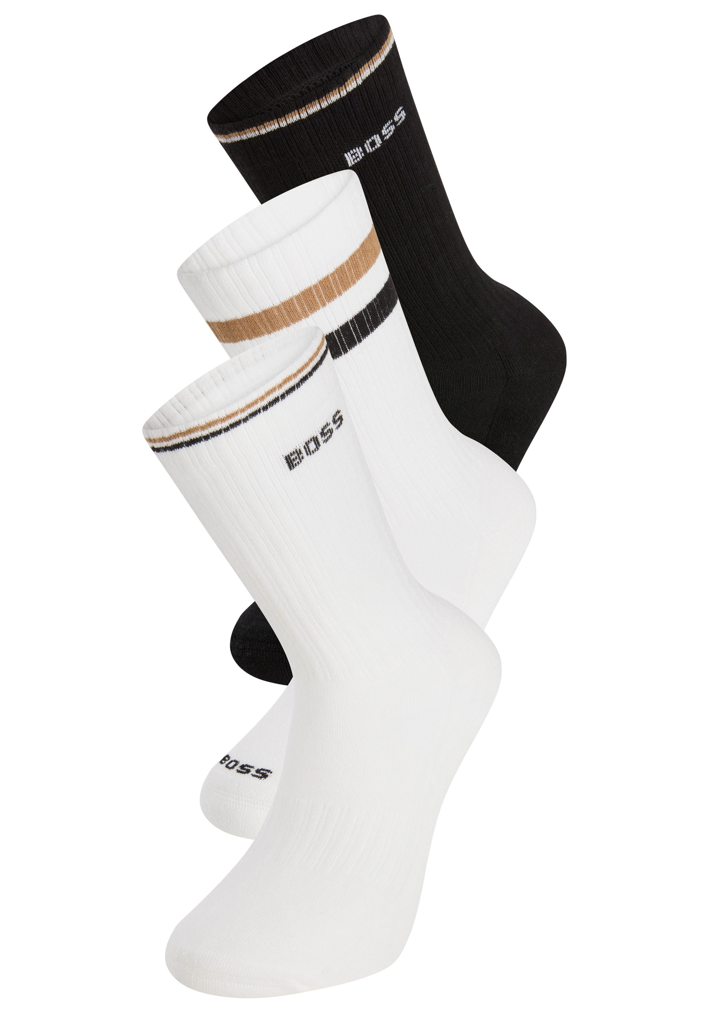 BOSS Sokken 3P QS Rib Iconic VB met ribben en sportieve strepen (3 paar)