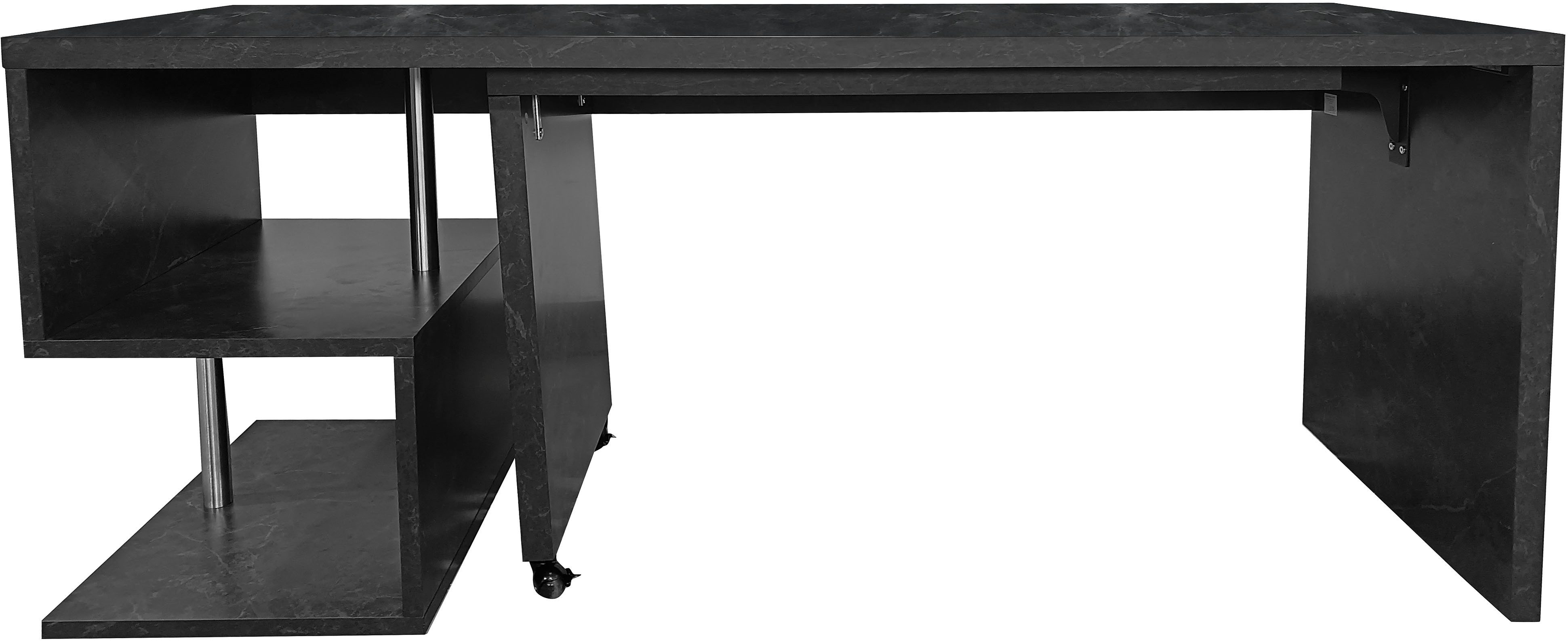 Places of Style Bureau Lopar, hoekbureau , rolbaar tafel-element, ruime werkruimte, hoek 180x129 cm