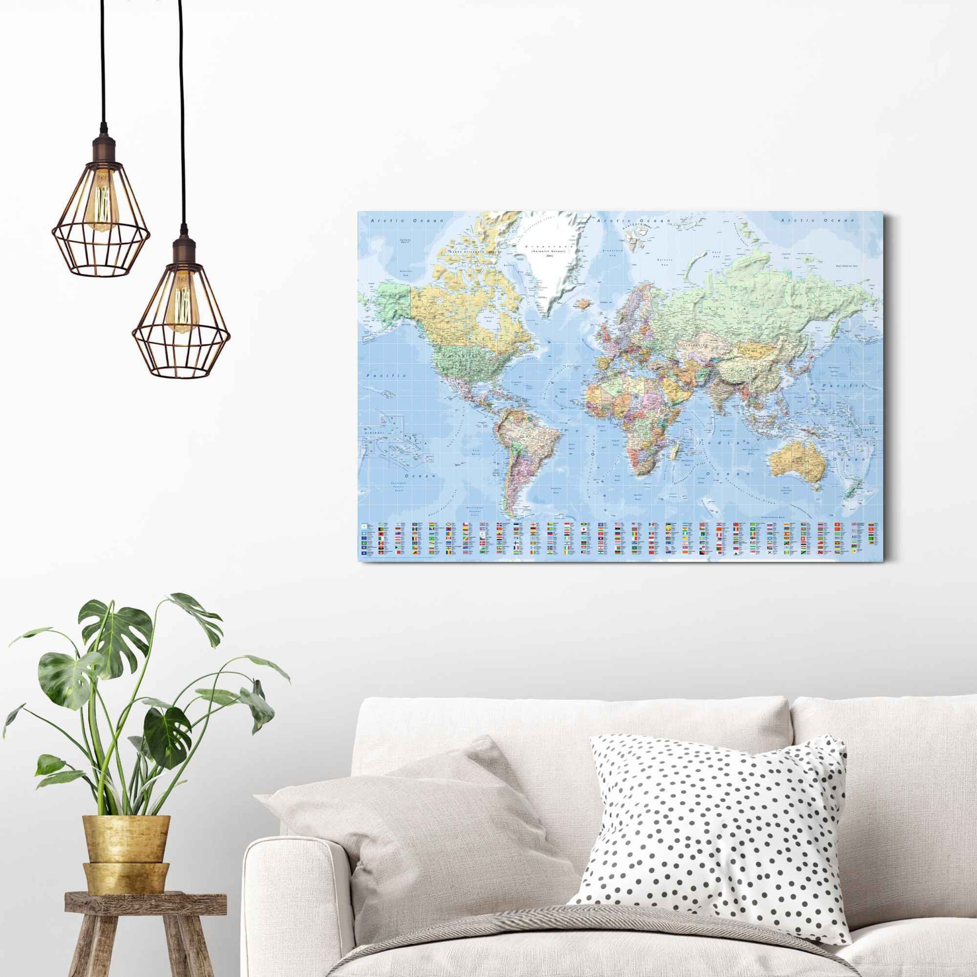 Reinders! Artprint wereldkaart vlaggen - Engels