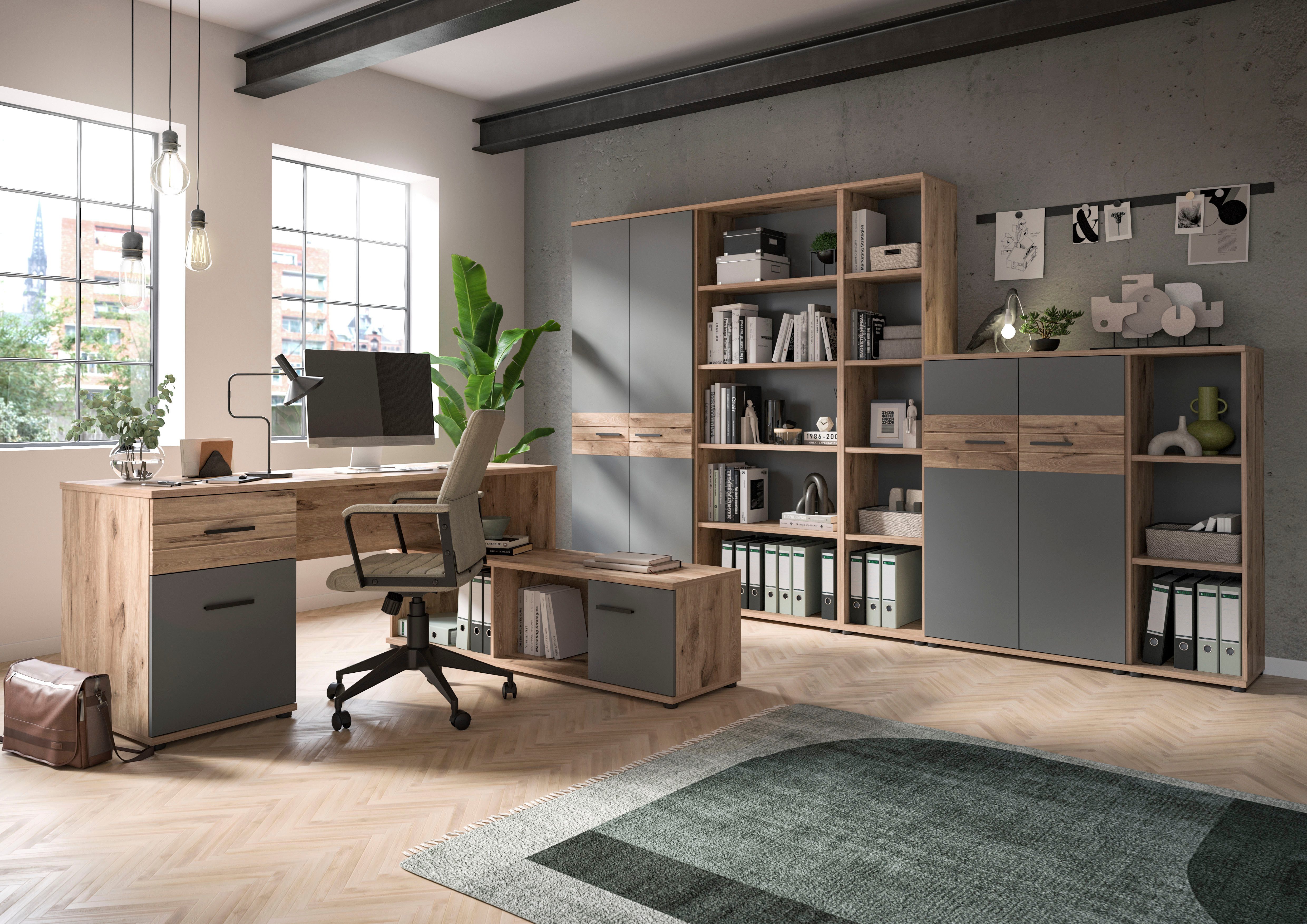 INOSIGN Ordnerrek Riga, Hoogte 122 cm, 3 vakken Plank, bureaukast, kantoor kast, archiefkast, opbergplank