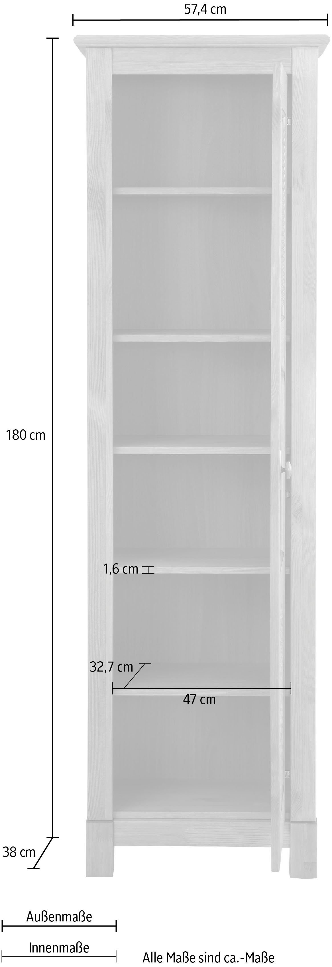 Home affaire Vitrinekast Rauna Hoogte 180 cm, van massief grenen