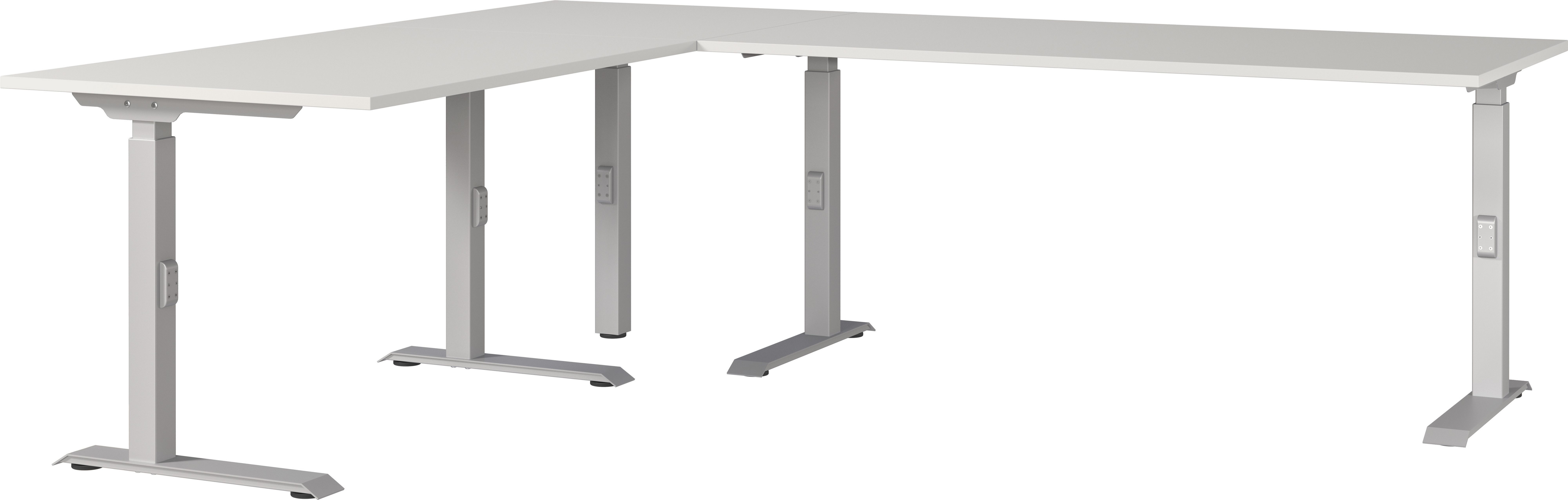 GERMANIA Hoekbureau GW-Agenda hoogte verstelbaar, beschikbaar in verschillende maten hoekbureaus maat 240 cm x 68 cm x 220 cm grijs