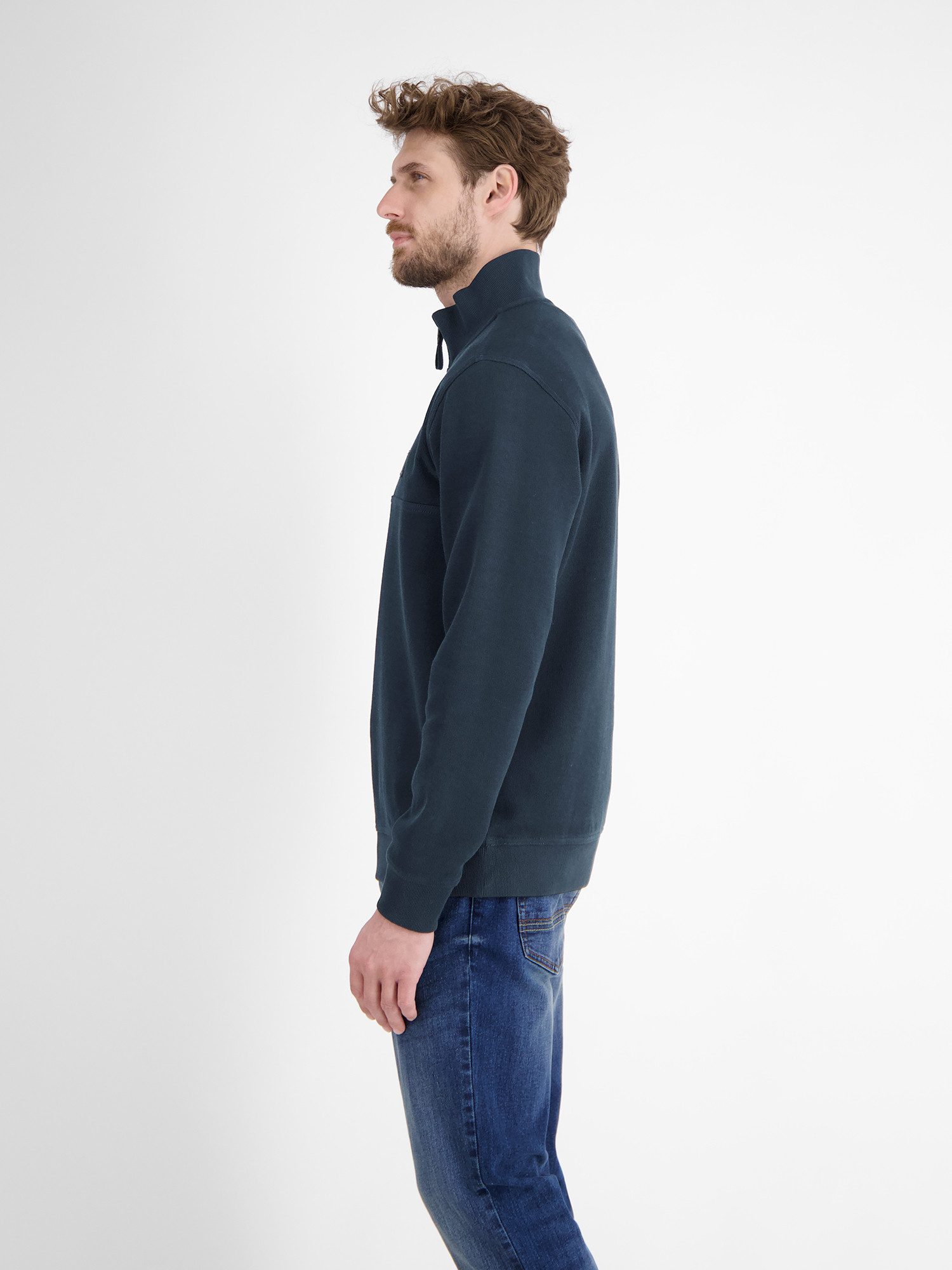 Lerros Sweatshirt LERROS Heren Troyer, sportief geribbeld