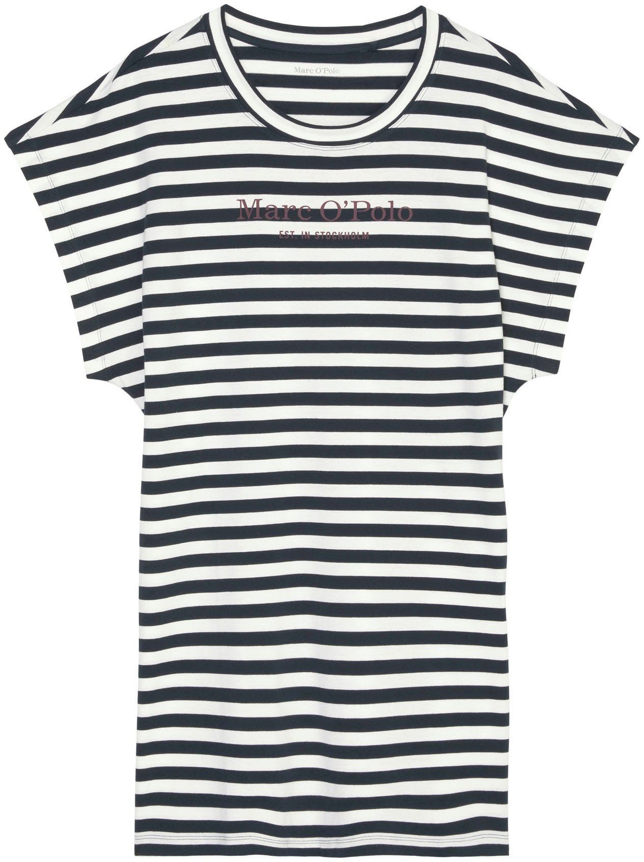 Marc O'Polo Nachthemd Mix & Match Cotton-Woven met overhangende schouders en merklogo op de borst