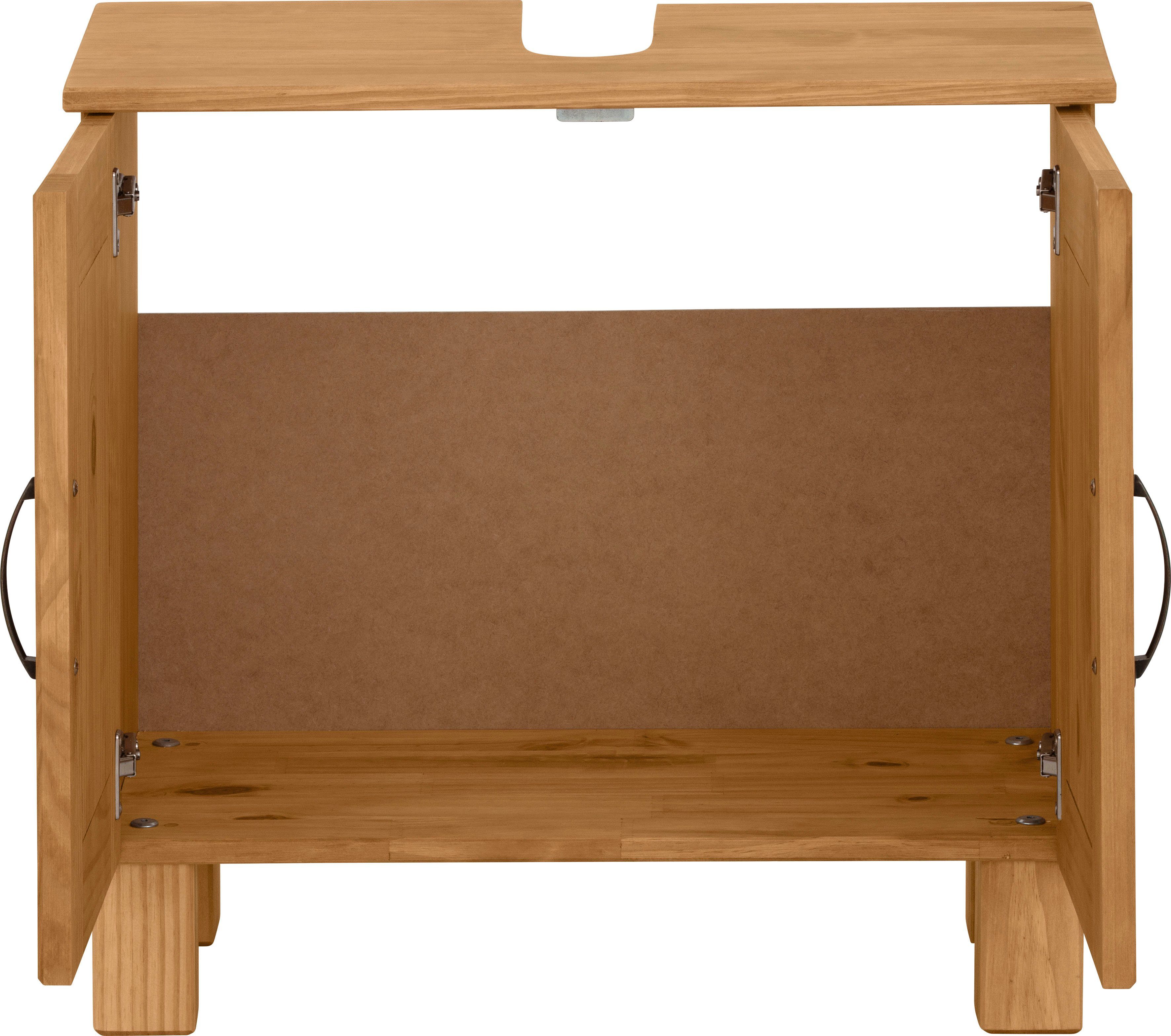 Home affaire Wastafelonderkast Rodby Massief, FSC®-gecertificeerd hout, grepen metaal, breedte 60 cm, hoogte 55 cm