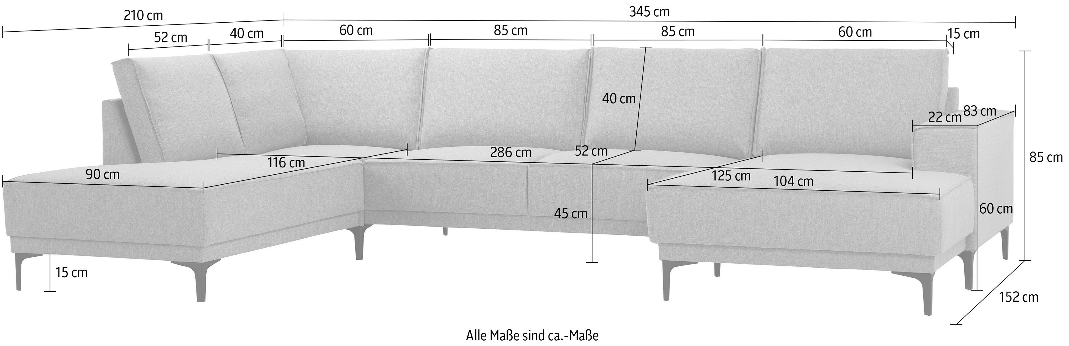 Places of Style Zithoek XXL bank Oland, structuur, platweefsel, luxe microvezel, bouclé