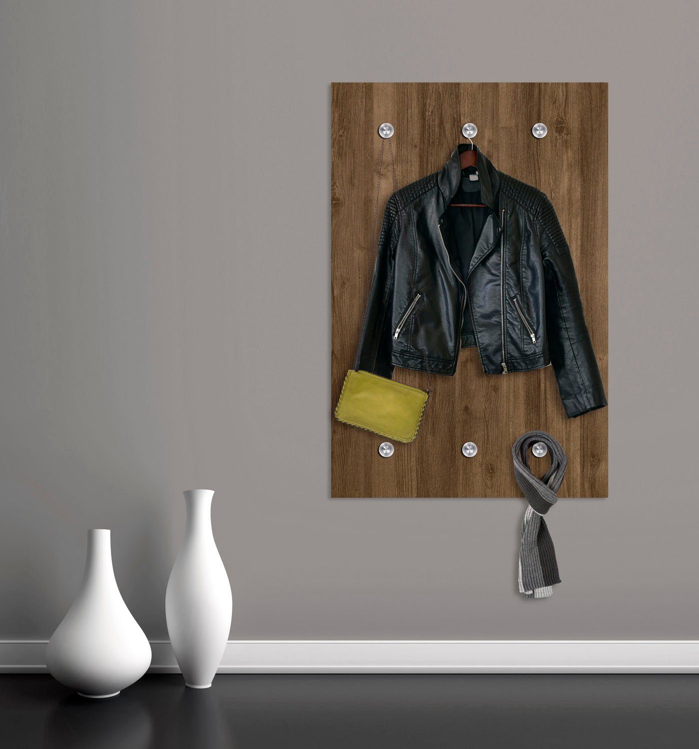 queence Kapstok Hout-look met 6 haken, 80 x 120 cm
