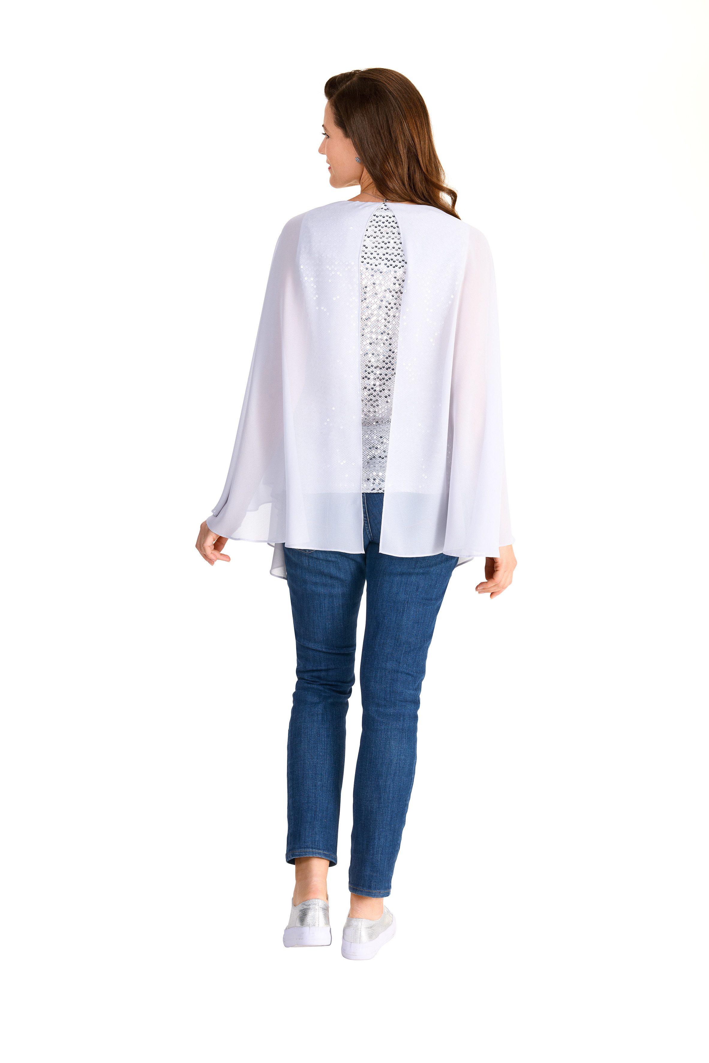 HERMANN LANGE Collection Shirt met vleermuismouwen met pailletten en in lagenlook