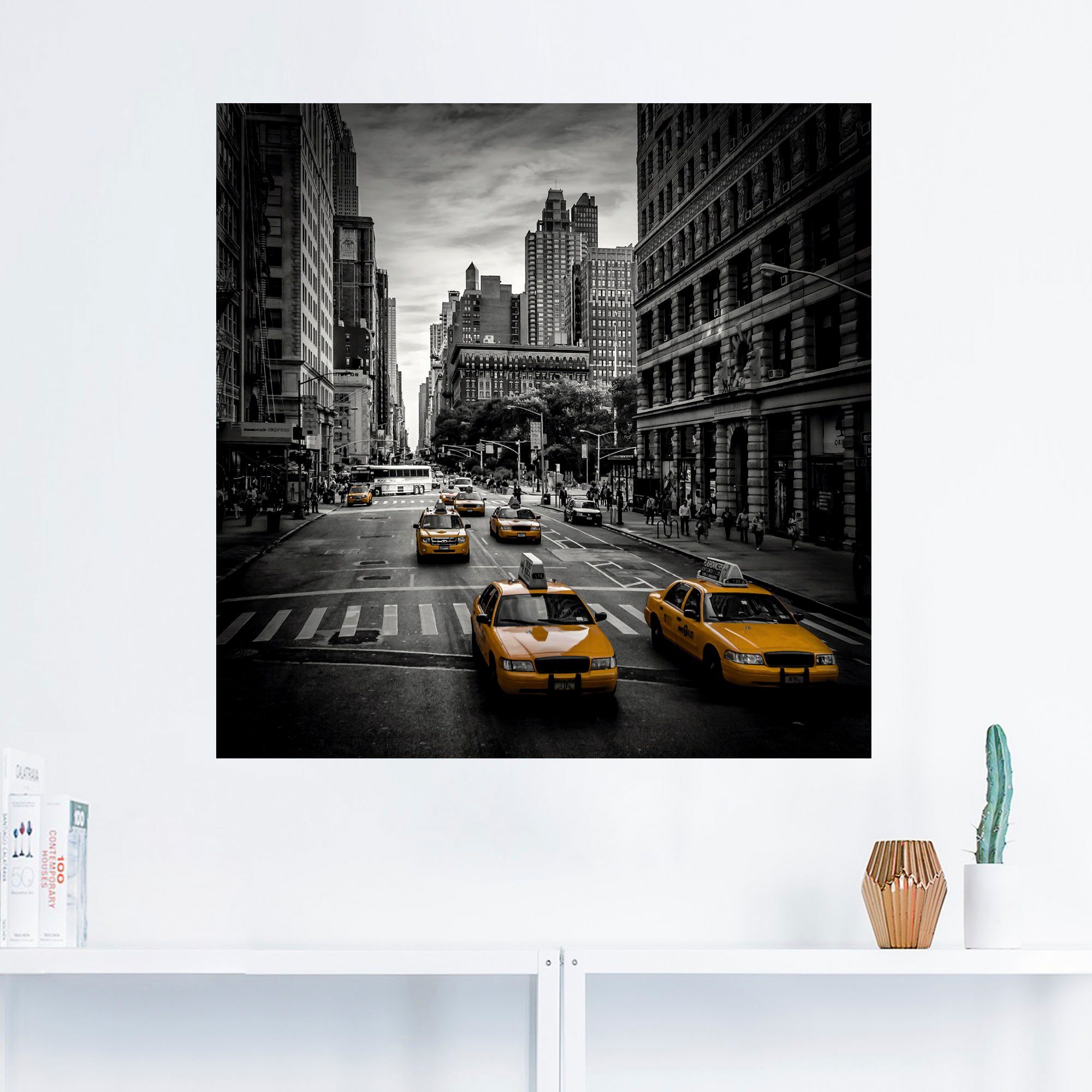 Artland Artprint New York City Verkeer 5th Avenue als artprint van aluminium, artprint voor buiten, artprint op linnen, poster, muursticker