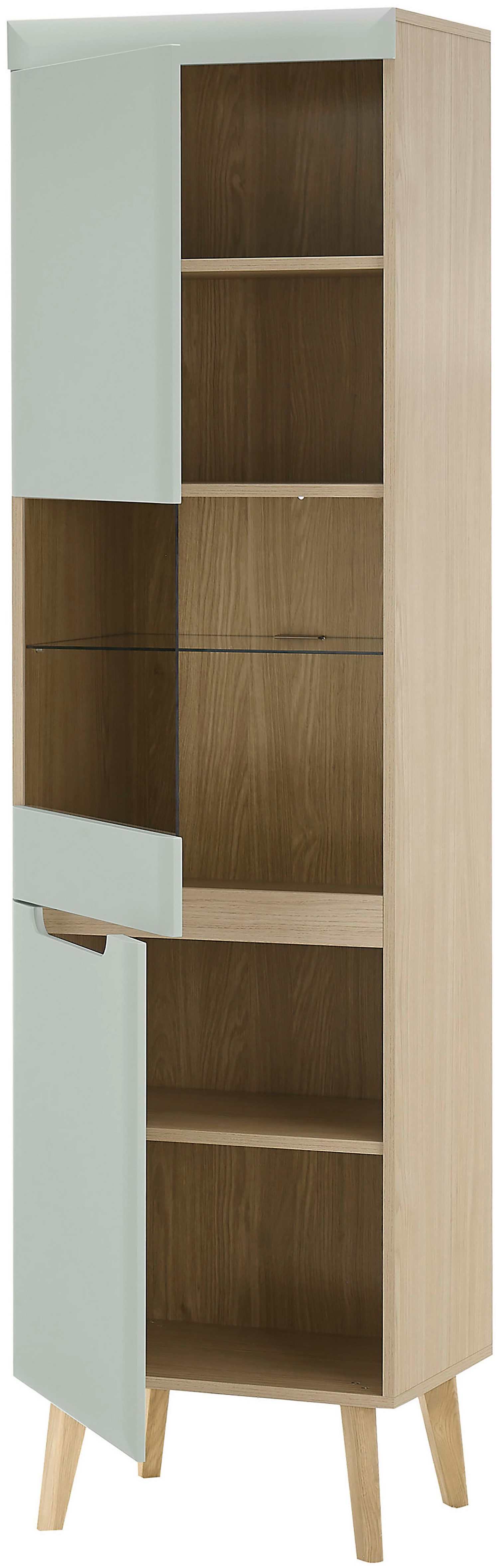 INOSIGN Wandmeubel Torge, wandmeubel, kastwand, mediawand, woonkamer-set bevat 1 vitrine, 1 lowboard, 1 highboard + 1 wandplank, 360 cm breed (set, 4-delig)