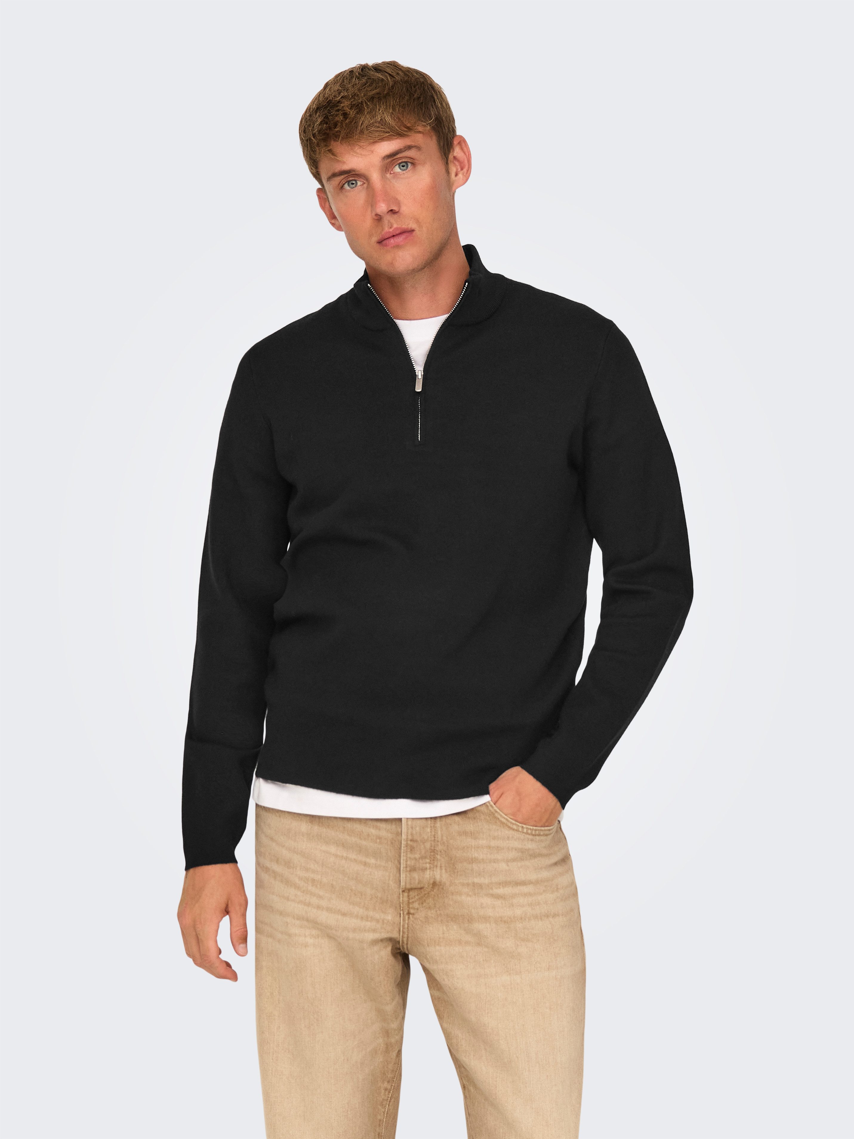 ONLY & SONS Schipperstrui ONSCOOPER REG 12 HALF ZIP HIGH NECK KNIT