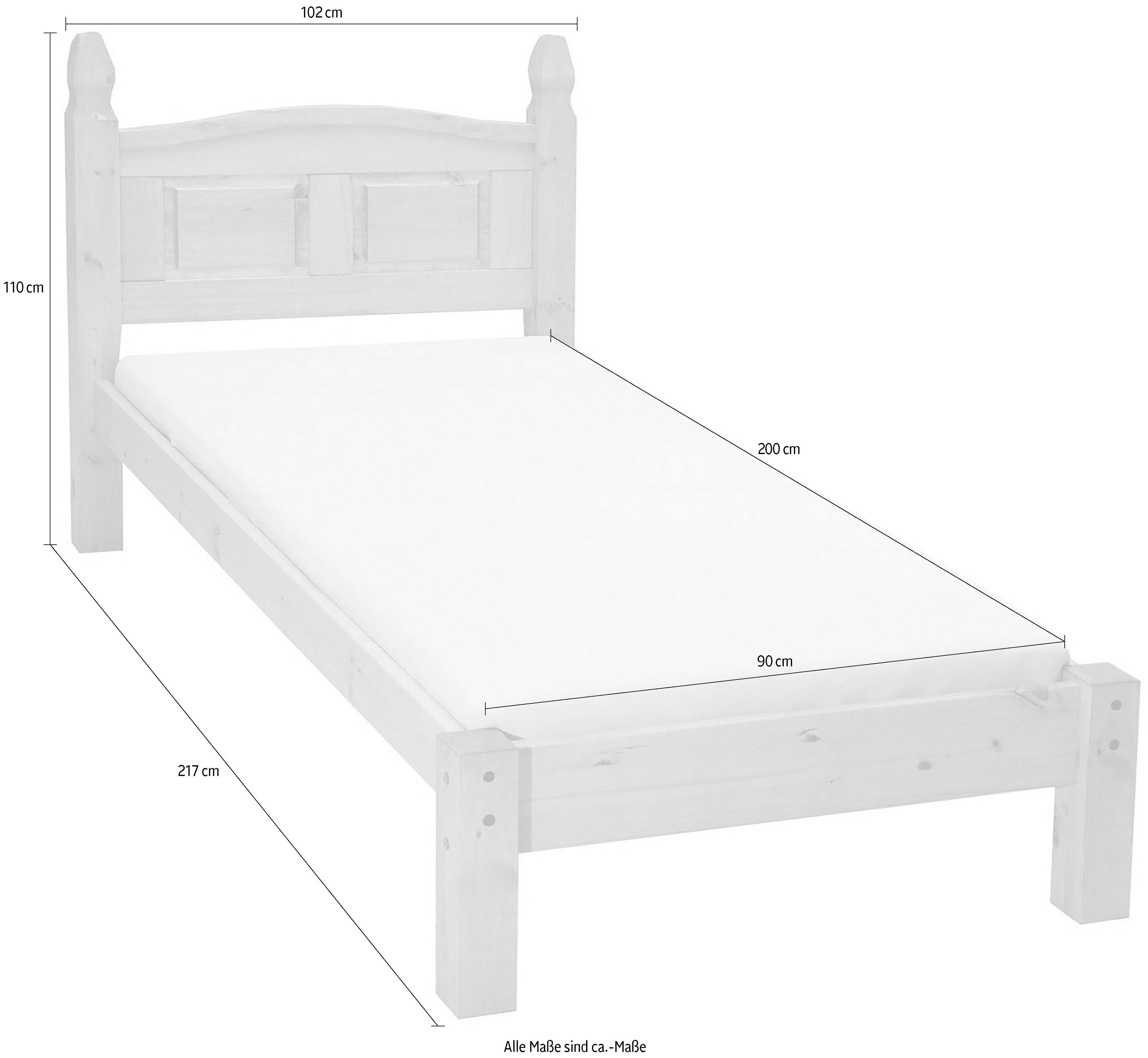 Home affaire Bedframe Houten oppervlak honingkleurig gewaxed (1-delig)