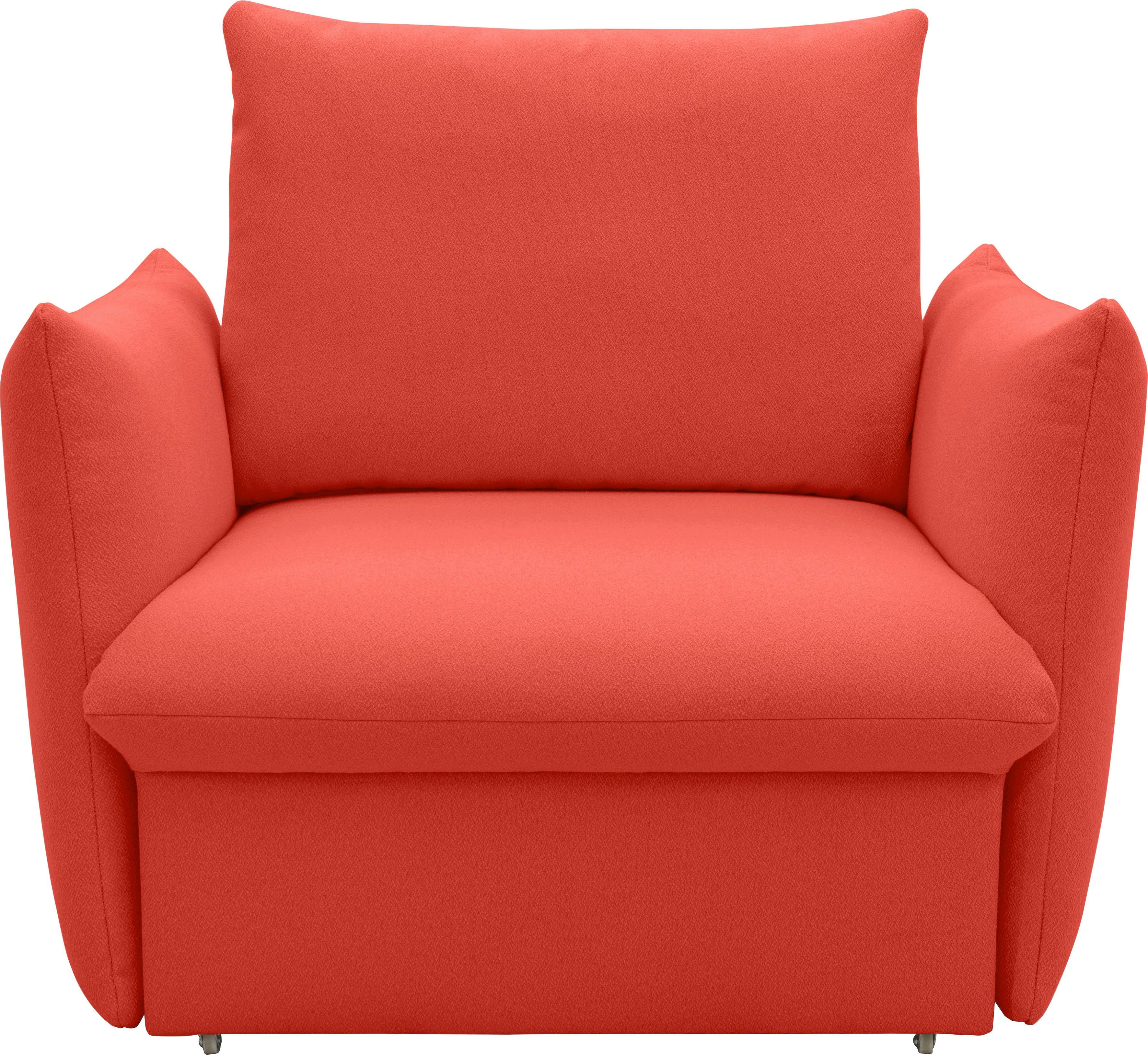 LOOKS BY WOLFGANG JOOP Fauteuil LOOKS XII Slaapstoel, Slaapfunctie Boxspringbekleding, met slaapfunctie, kussen-look fauteuils oranje