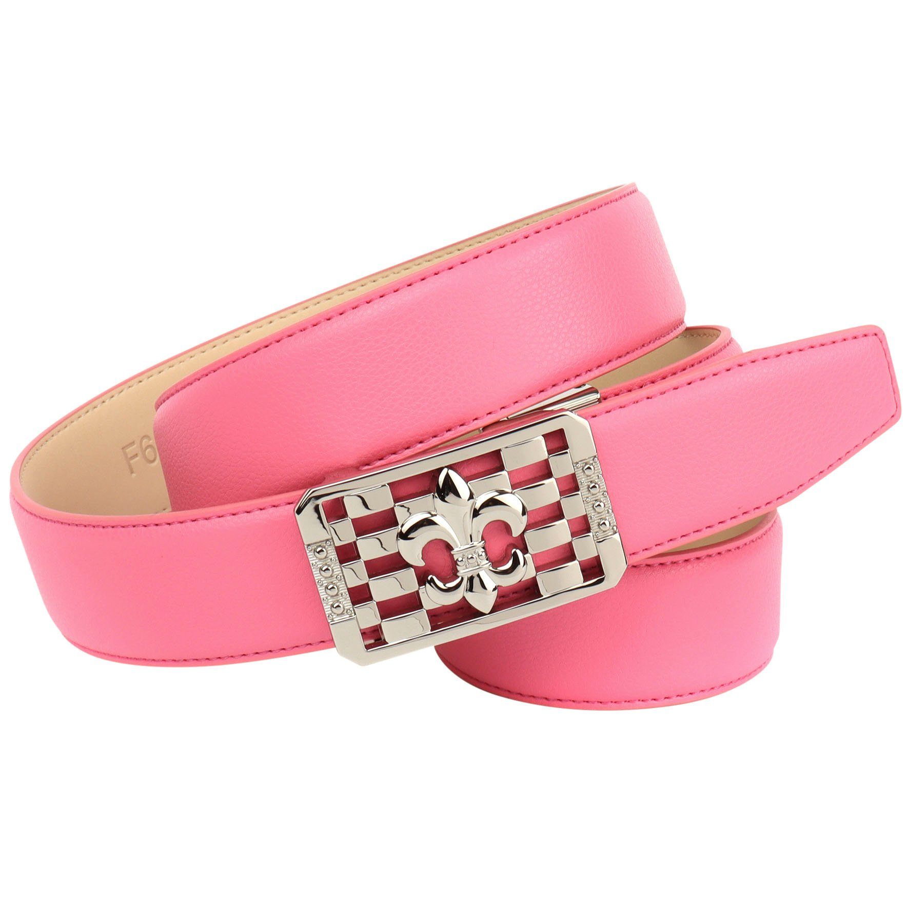 Anthoni Crown Leren riem Elegante leren riem met luxueuze siergesp dames brede riemen maat 110 roze