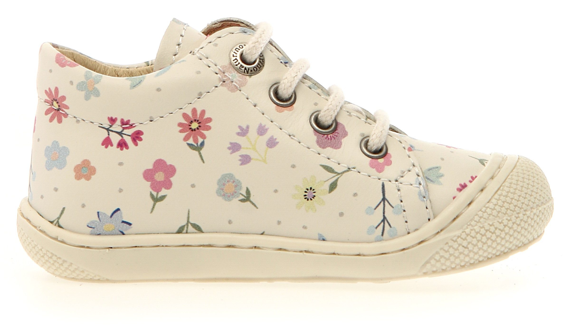 Naturino Babyschoentjes COCOON PR. BONNY MILK Blote voeten schoen met kleurrijke print, maat sjabloon te downloaden