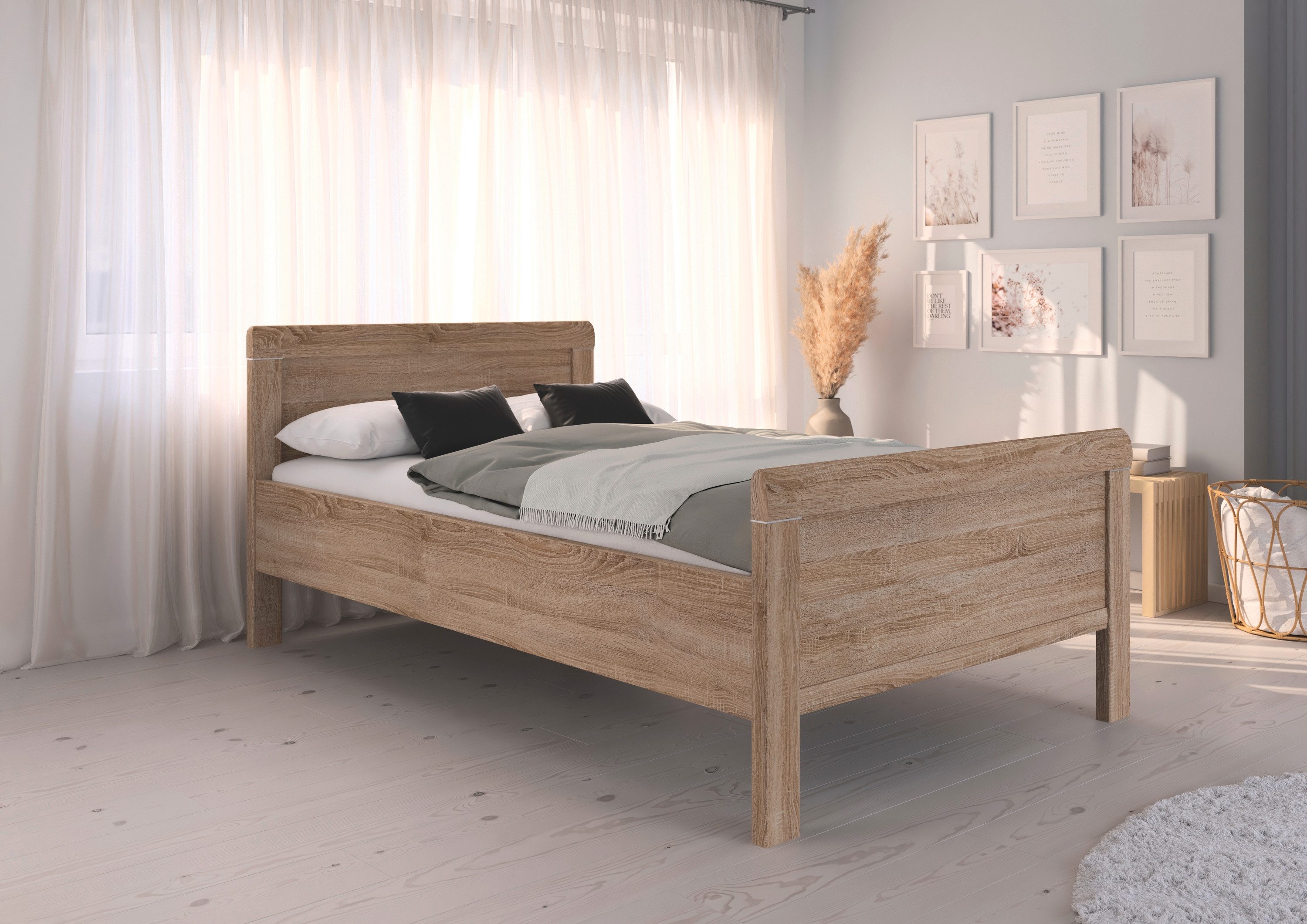 rauch Bed Eenpersoons Stollenbed EVELYN in comfortabele hoogte van houtmateriaal in elegante stijl made in germany