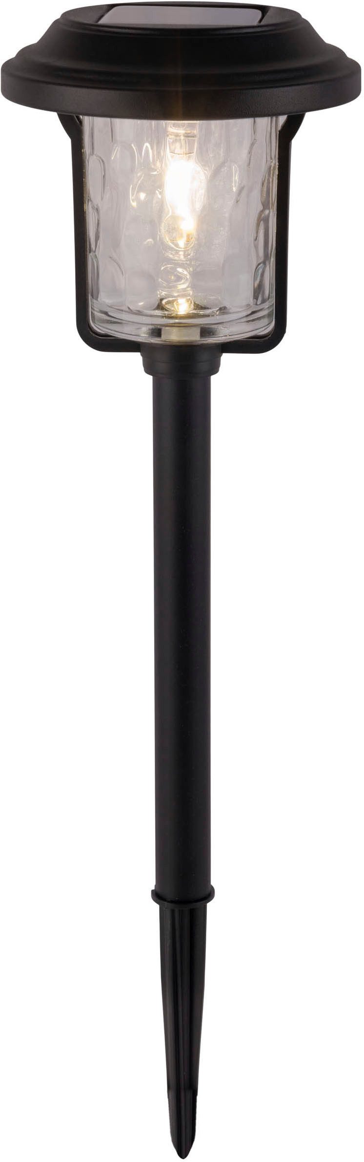 näve Led-solarlamp Simon Spies zwart, gestructureerde glazen kap, H: 54,7cm, schemersensor (1 stuk)