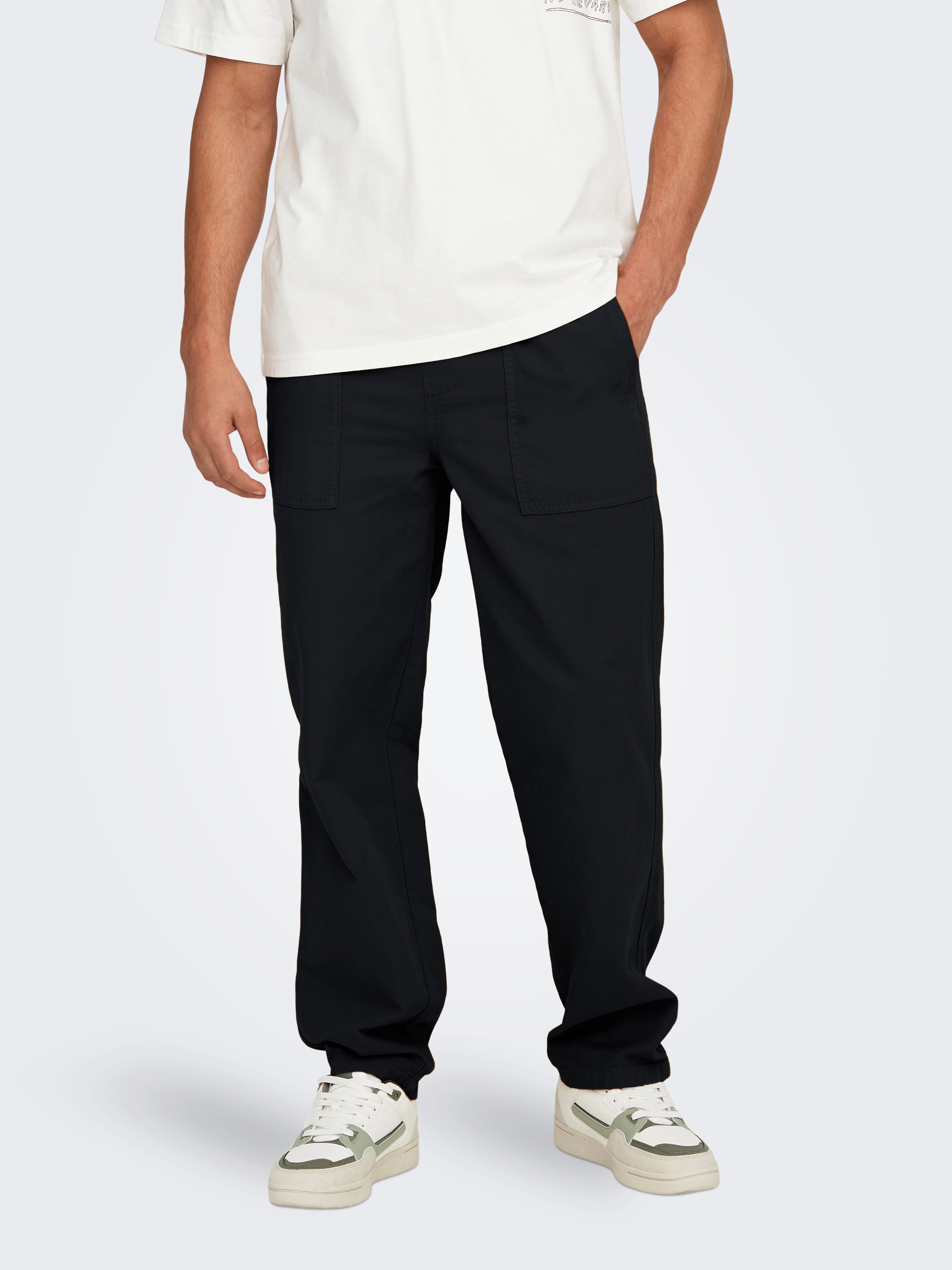 ONLY & SONS Stoffen broek ONSSINUS LOOSE 0194 PANT heren broeken maat M zwart