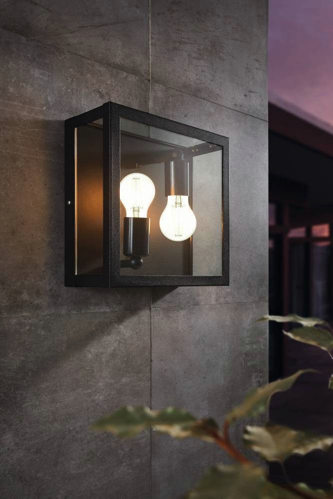 EGLO Plafondlamp voor buiten ALAMONTE 1 Wandlamp buiten, L29 x H29 x B13 cm, rustiek, E27, IP44, max. 60W