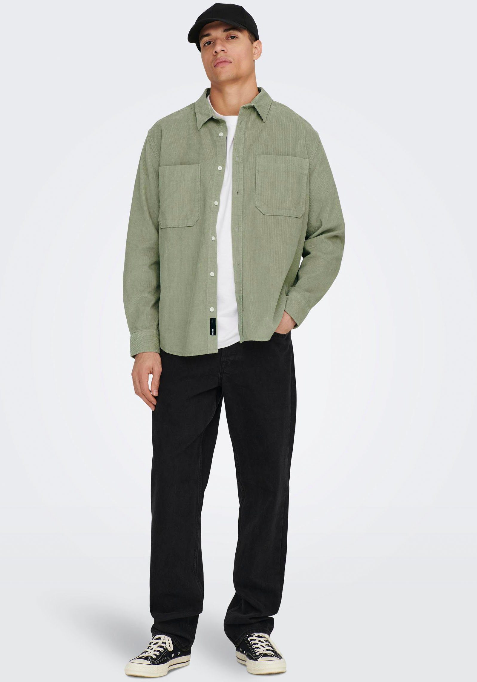 ONLY & SONS Overhemd met lange mouwen OS ONSALP RLX 2PKT WASHD COR