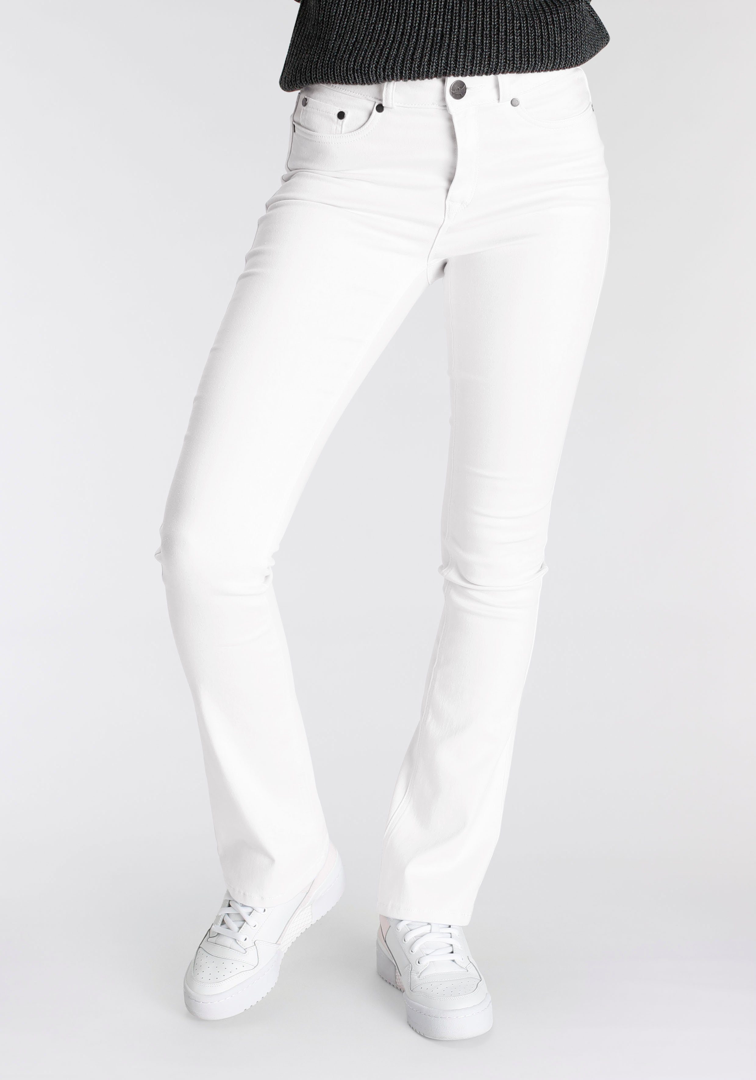 Arizona Bootcut jeans Ultra Soft elastische pasvorm, uitlopende pasvorm, hoge taille dames jeans maat 34 wit