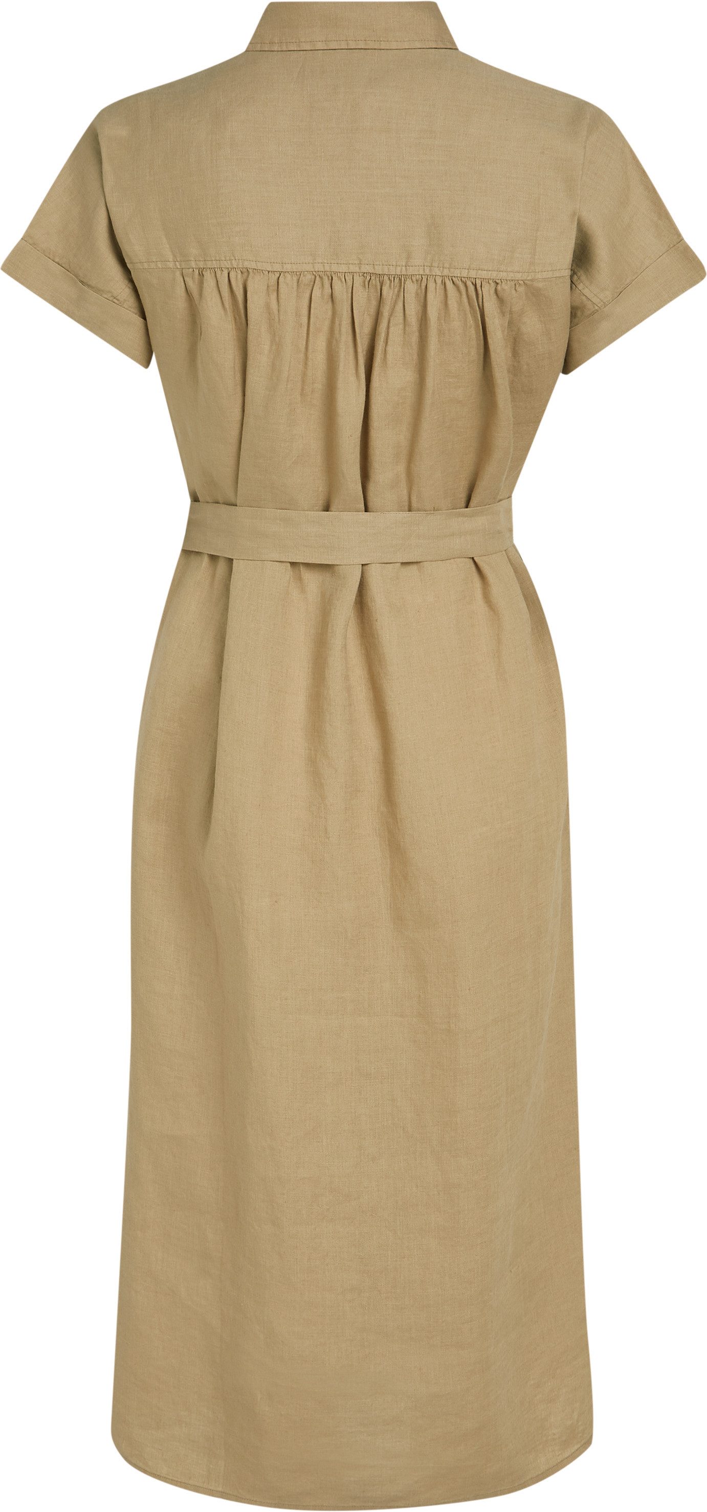 Tommy Hilfiger Jurk met overhemdkraag ESS LINEN BELTED S/S MIDI DRESS met riem, met mouwomslag, verkoelend premium linnen