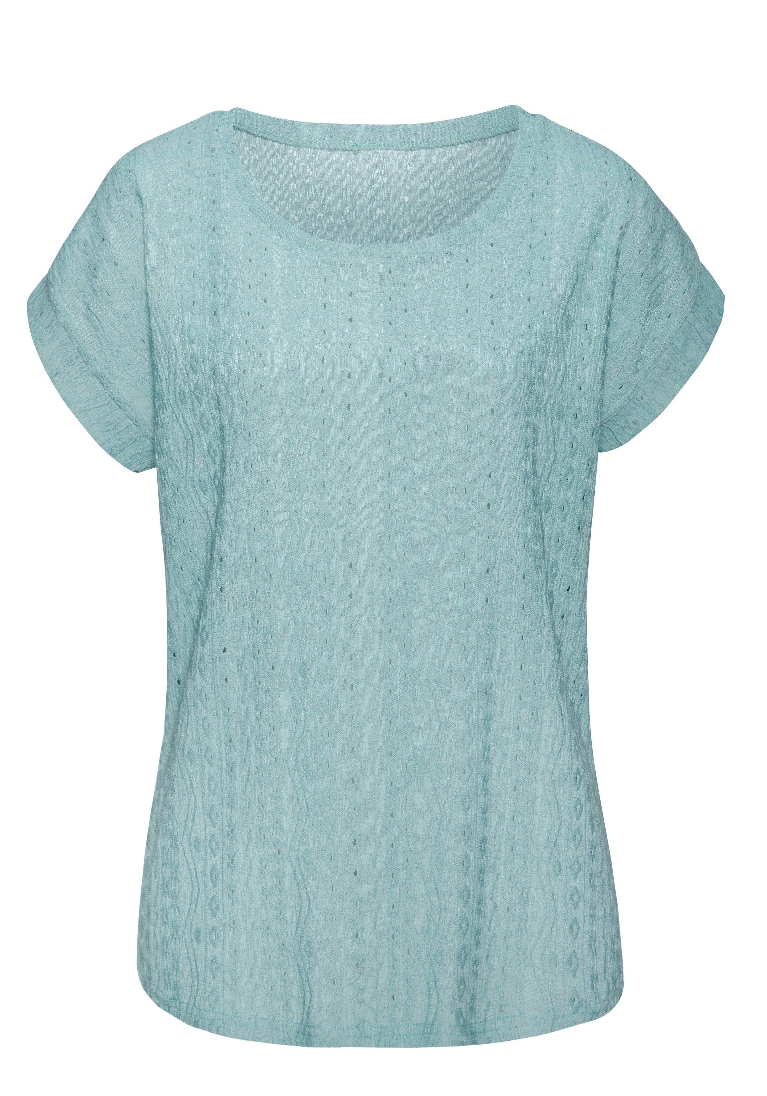 Vivance Shirt met korte mouwen Met modieus jacquardpatroon in een gemakkelijk te onderhouden kwaliteit (2-delig, Set van 2)
