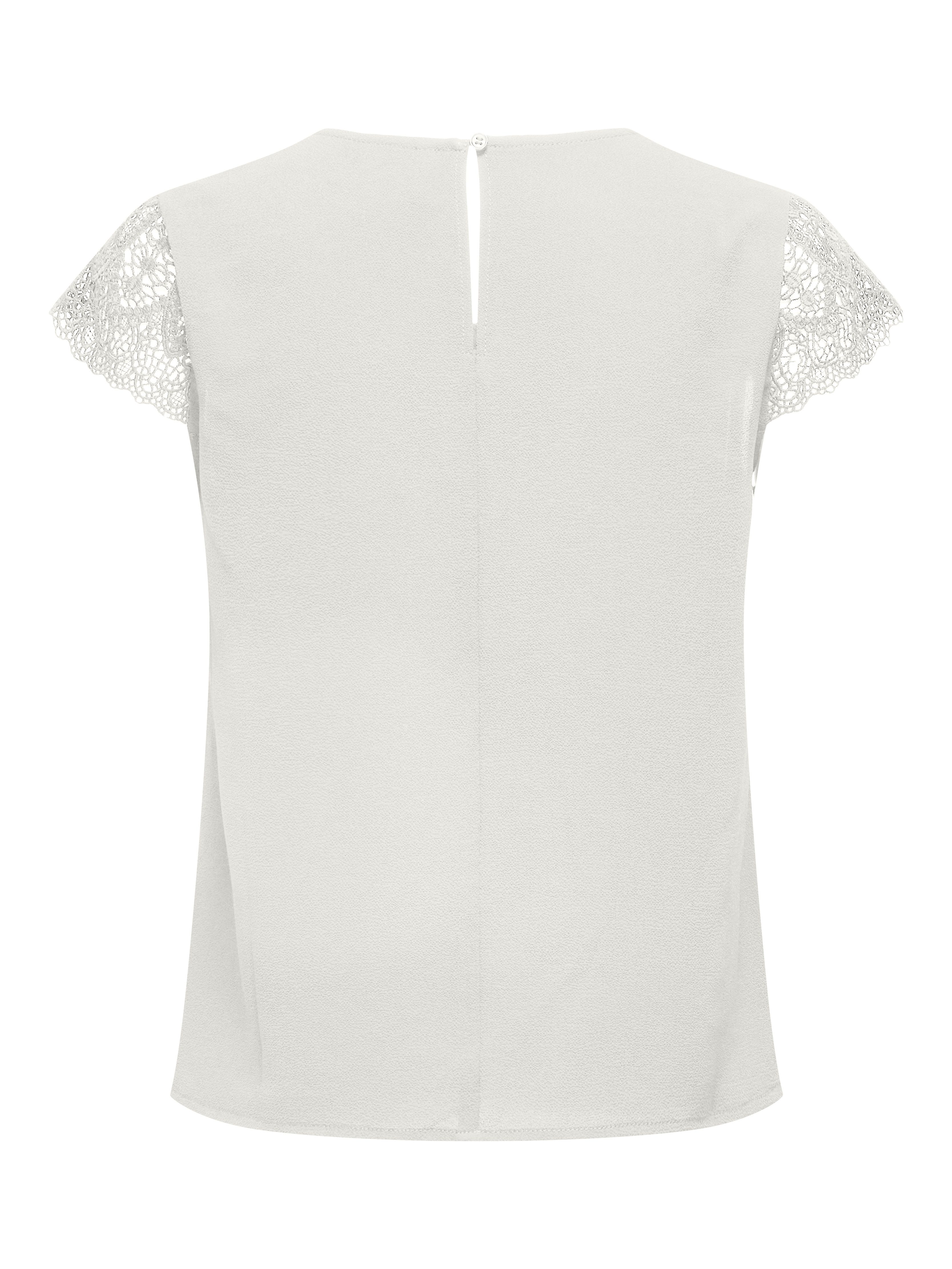 Only Shirt met korte mouwen ONLELVA FR S/S LACE V-NECK TOP CS PTM