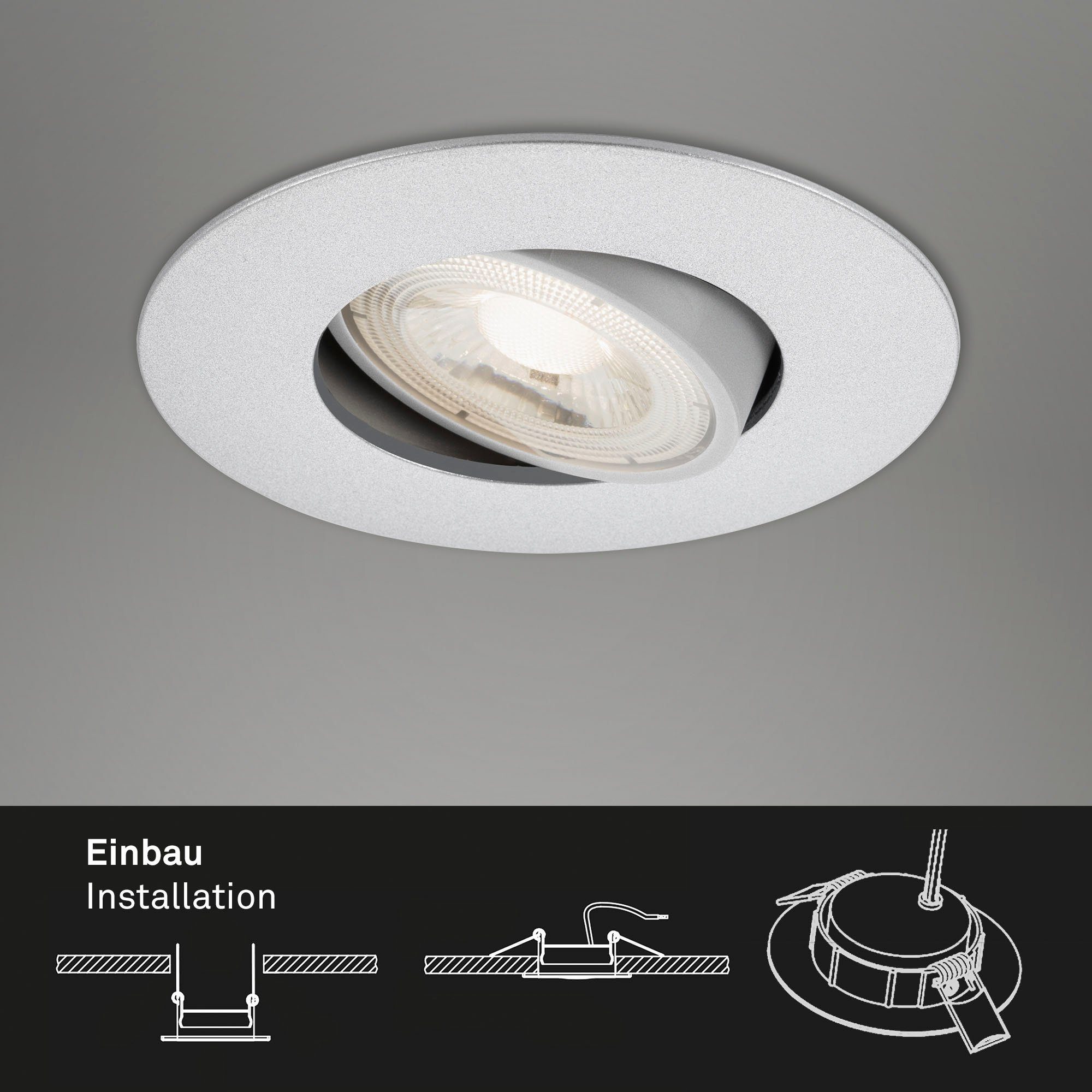 Briloner Leuchten Ledinbouwlamp 7048034 KULANA Inbouwspot SET draaibaar + dimbaar IP23 Ø 9 cm