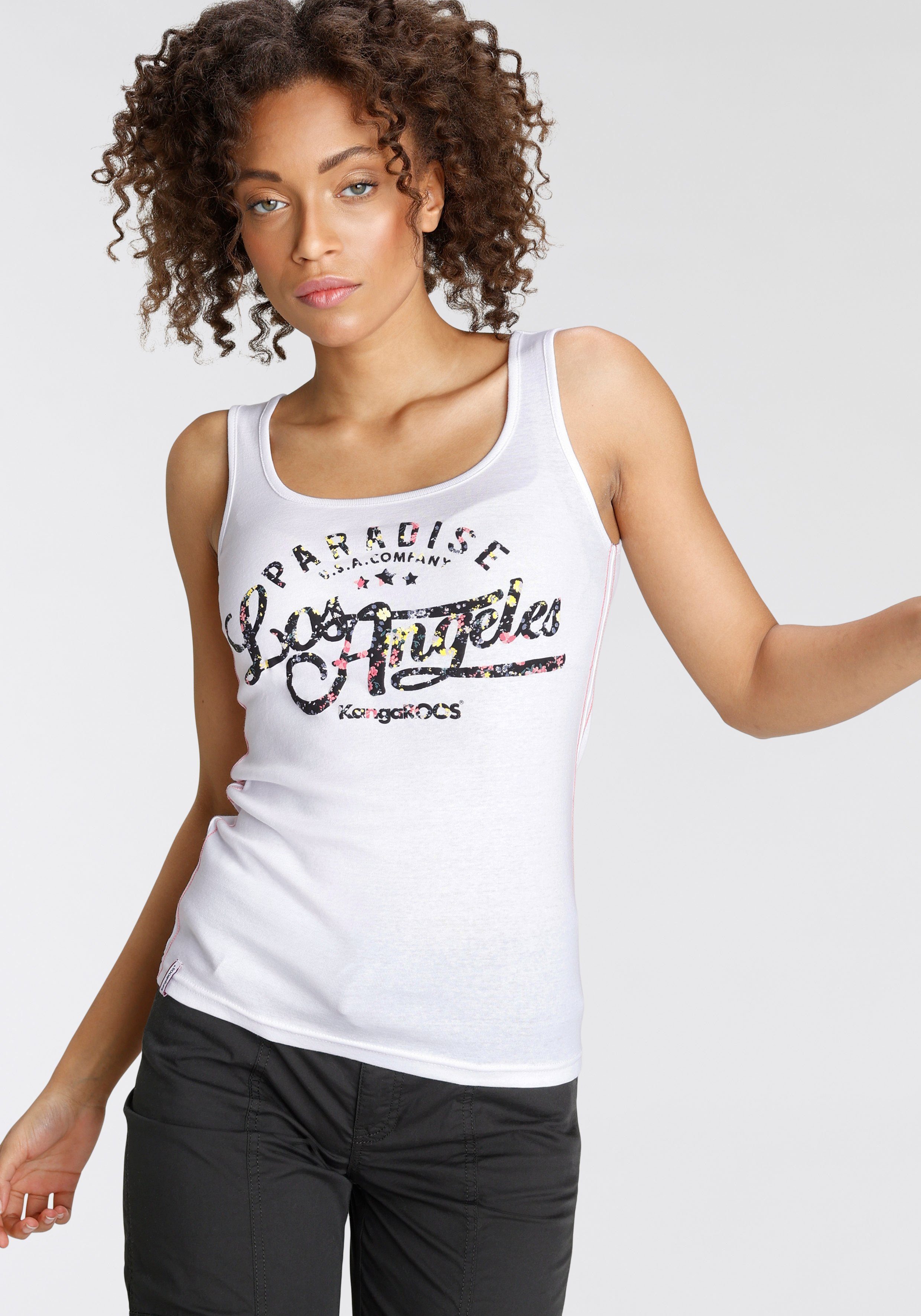 KangaROOS Tanktop met bloemige puff-print dames tanktops maat 48 wit