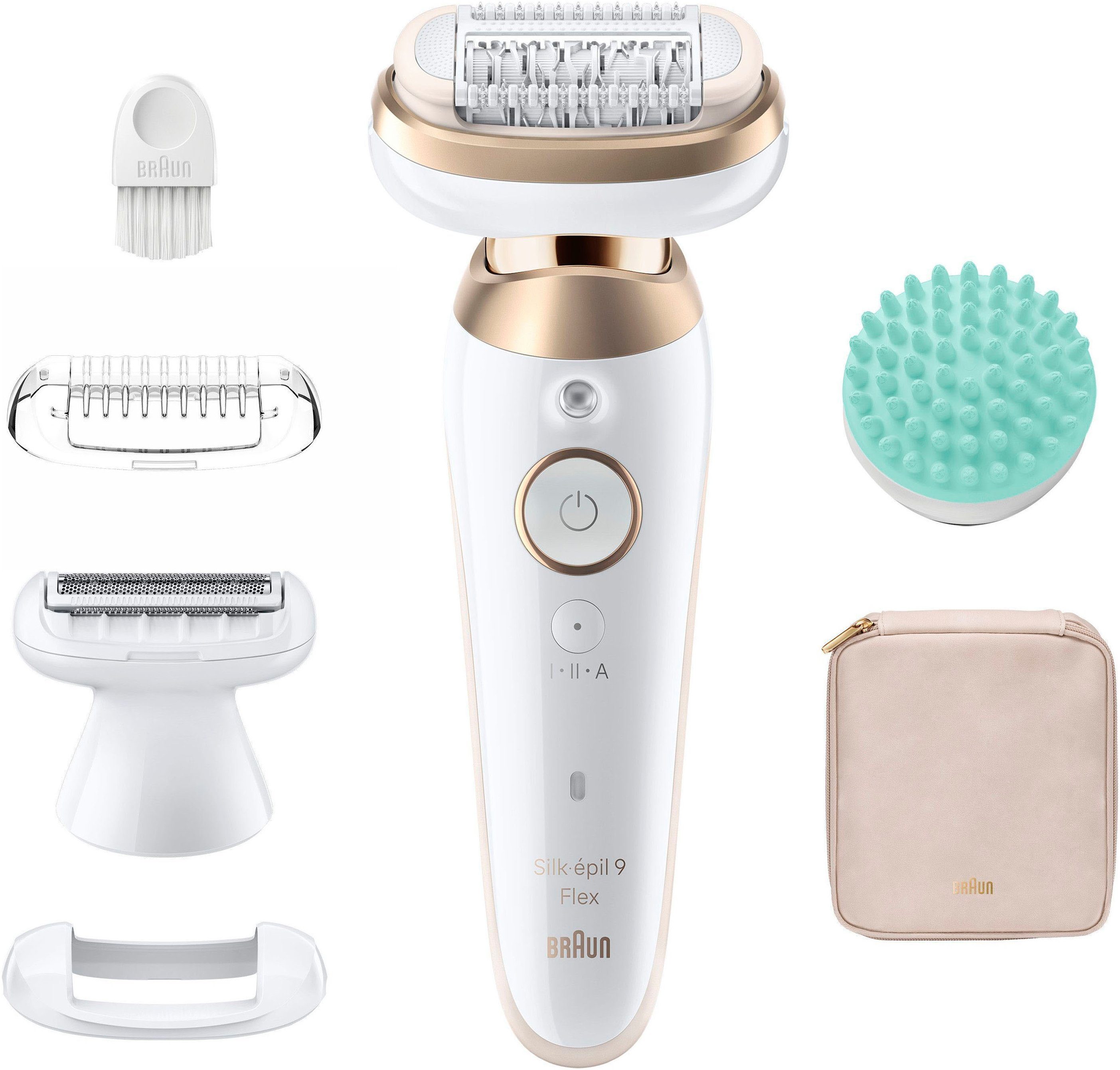 Braun Epilator Silk-épil Flex 9 9-071 met scheeropzetstuk, trimmeropzetstuk & massageopzetstuk
