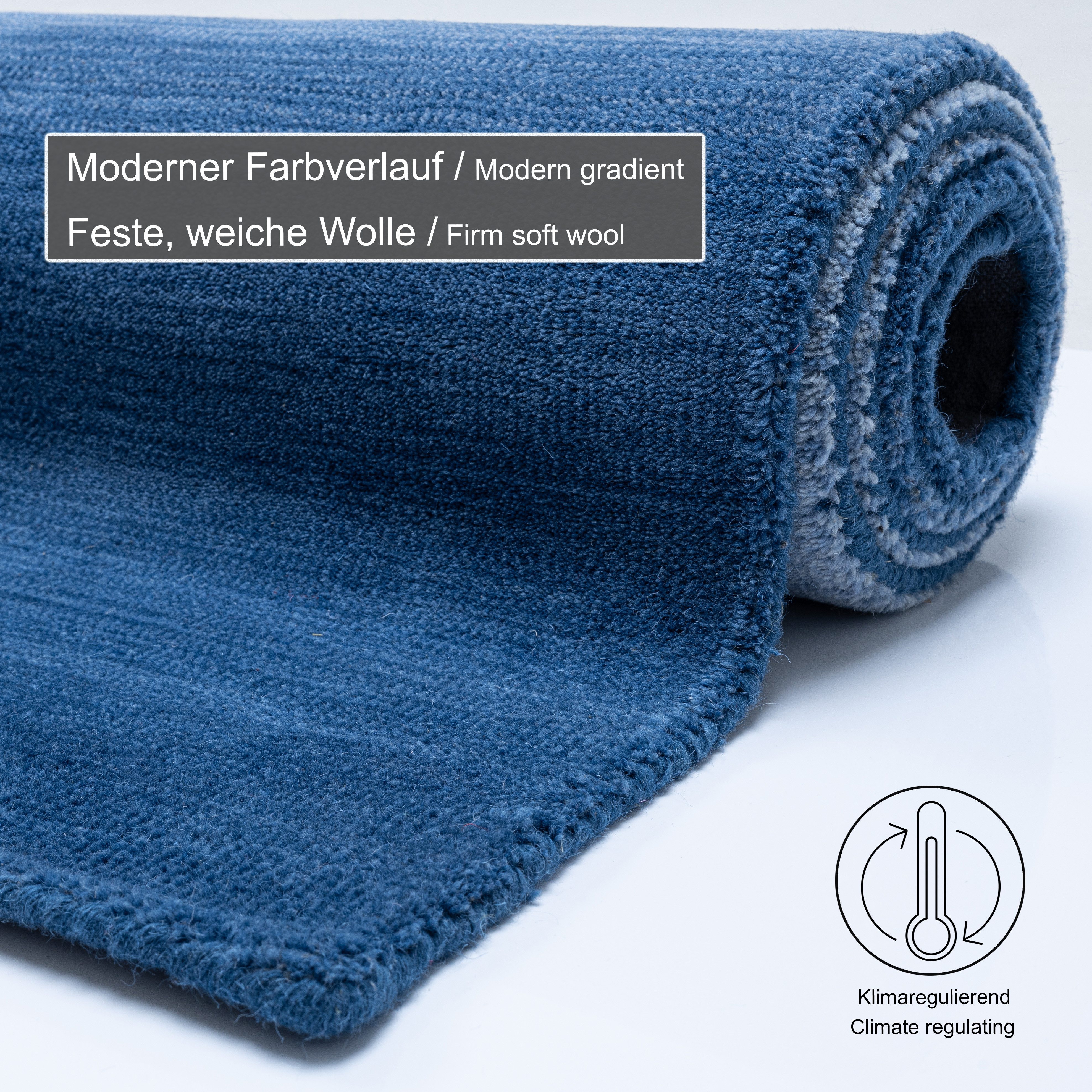 THEKO Wollen kleed Wool Comfort Handgeweven vloerkleed, zuivere wol, met de hand geweven, briljante kleuren, Scandinavisch