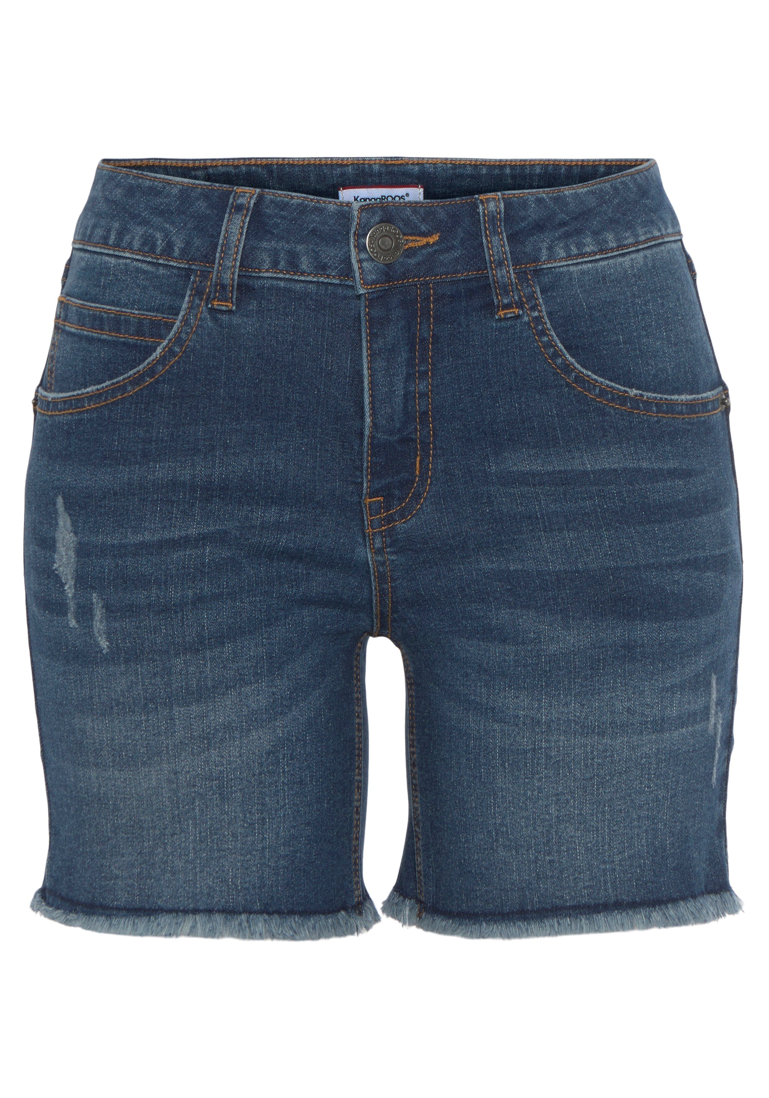 KangaROOS Jeanshotpants korte snit, met destroyed-effecten, klassieke taillehoogte