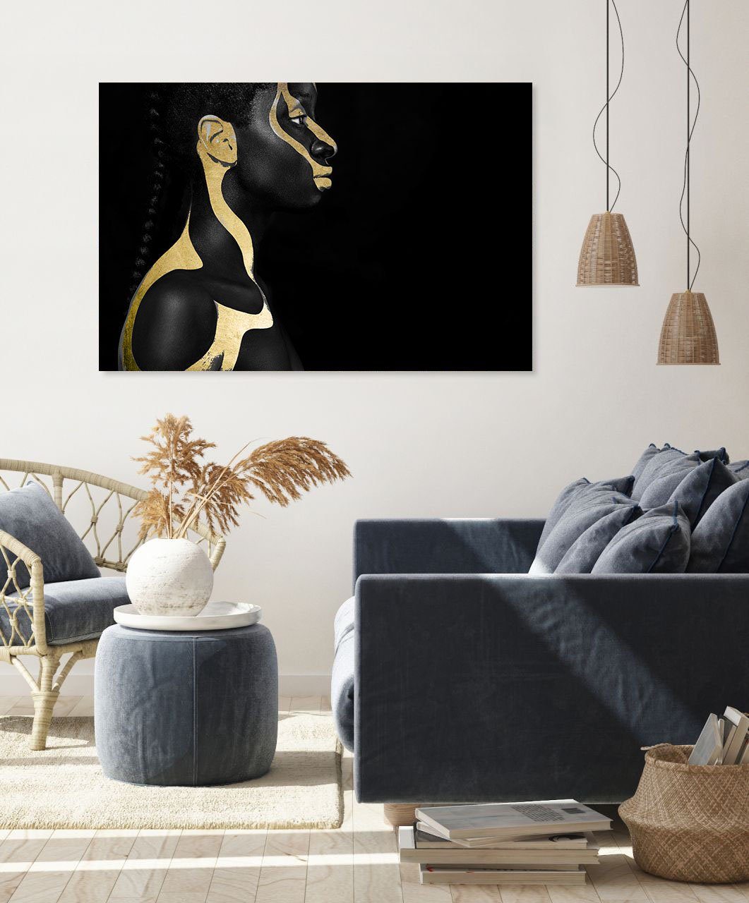 queence Artprint op acrylglas Amun-Re met de hand ingewerkte bladgoud applicaties (1 stuk)