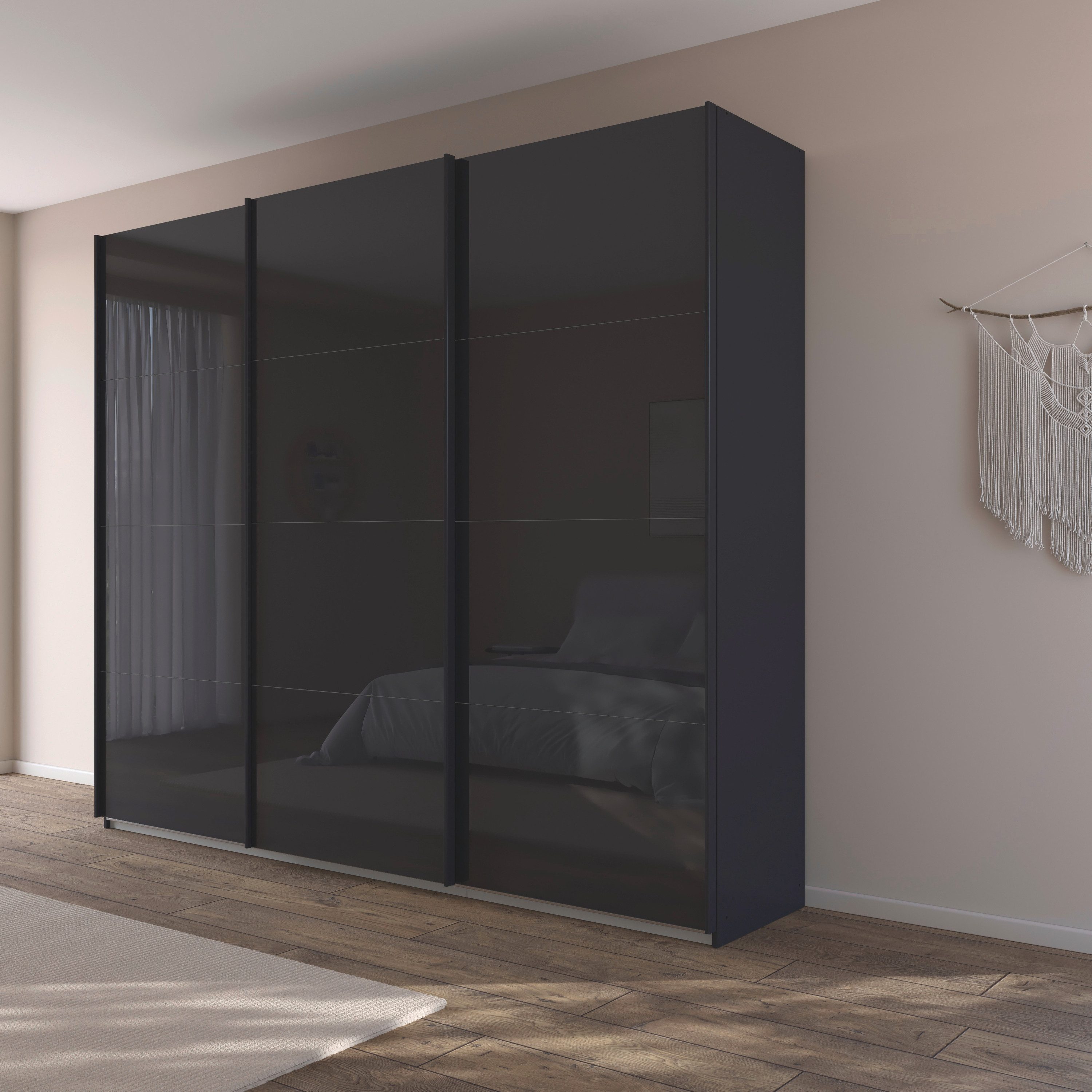 rauch Schuifdeurkast Kledingkast Kast Garderobe AGORDO met Glasfront doordachte binnenuitrusting, in 4 breedtes en 2 hoogtes made in germany