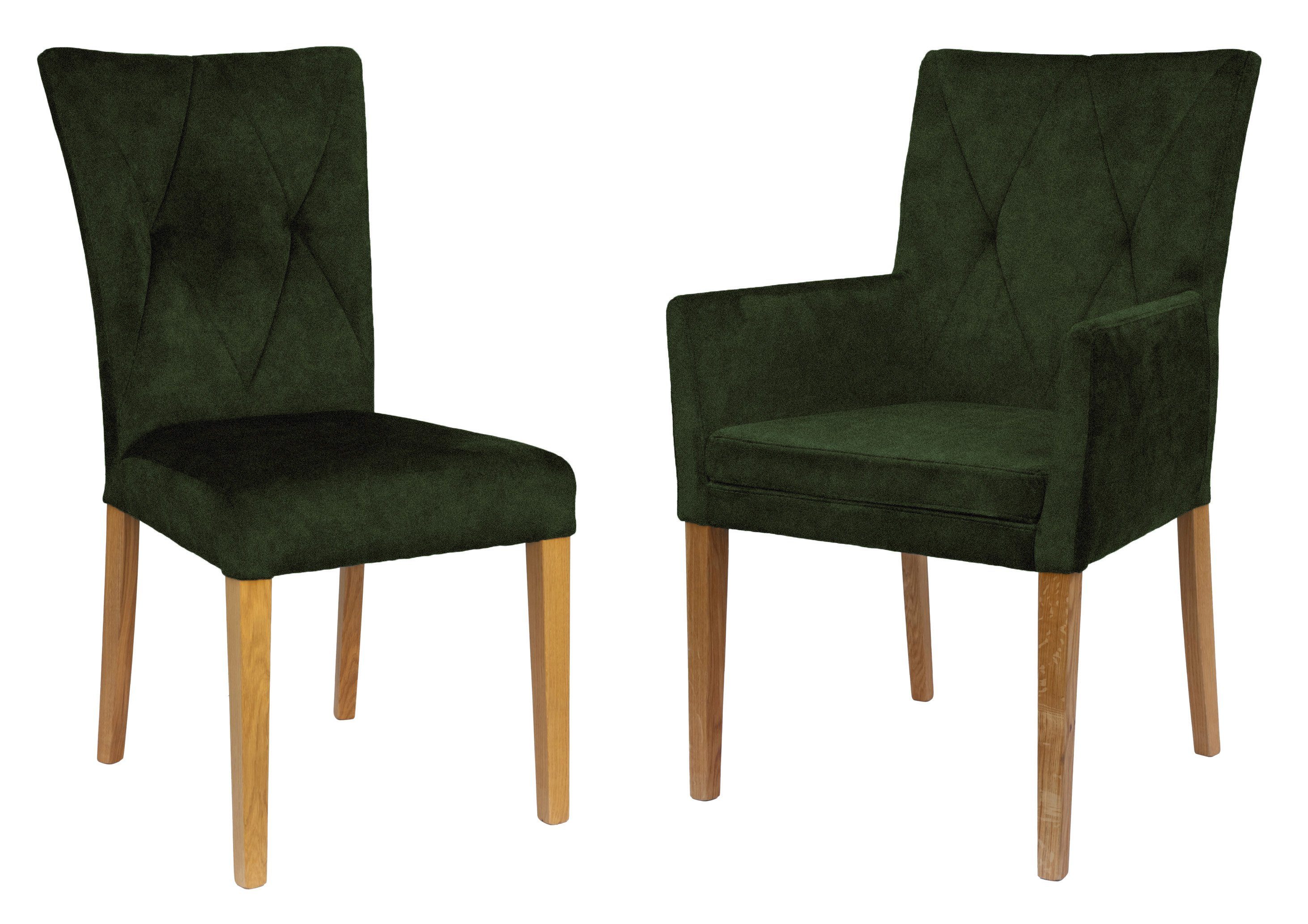 Home affaire Stoel met 4 poten Diamond Zitting en rugleuning zacht verdikt (set, 2 stuks)